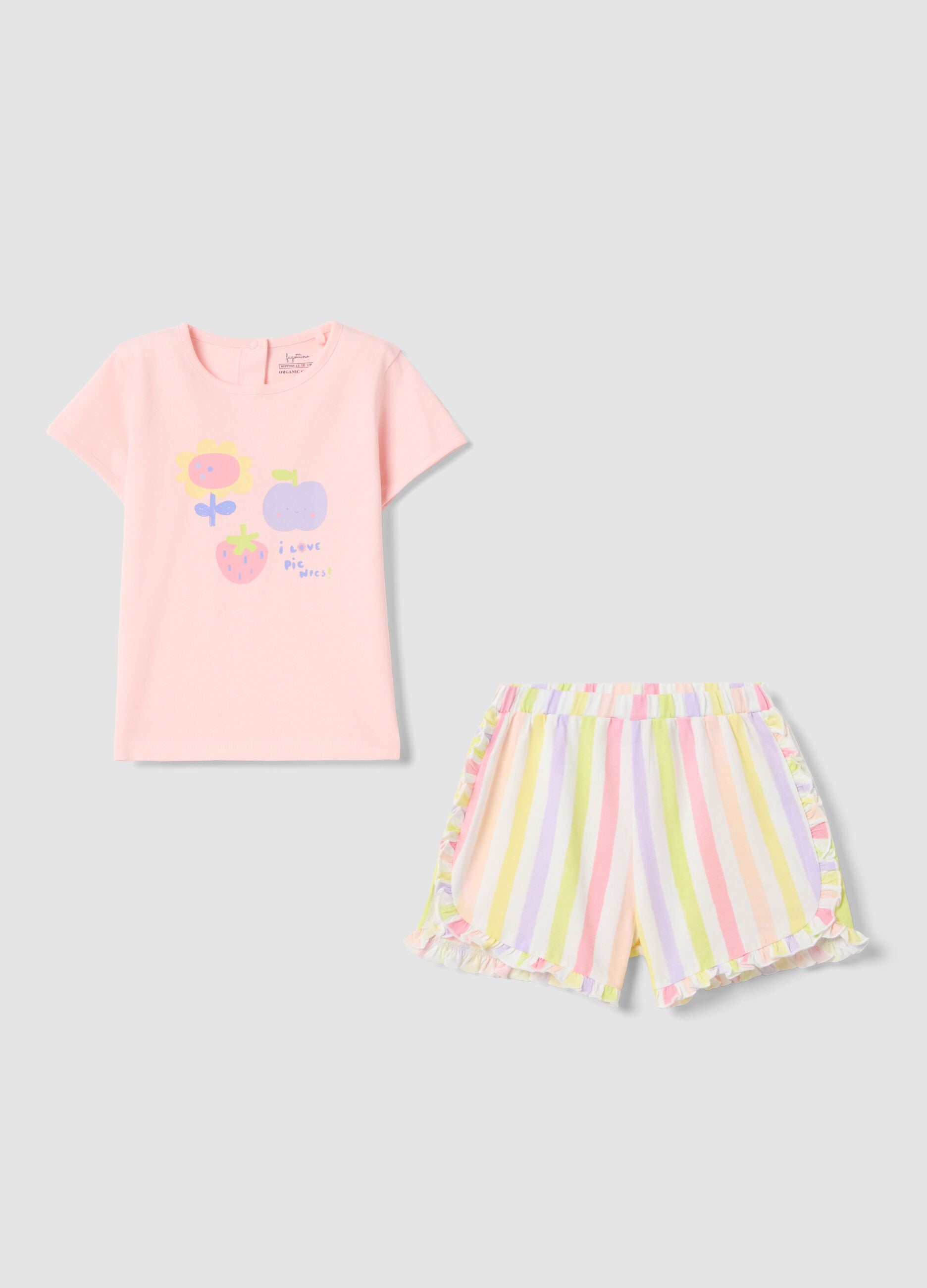 Multicolour organic cotton baby girls&rsquo; pyjamas, regular fit