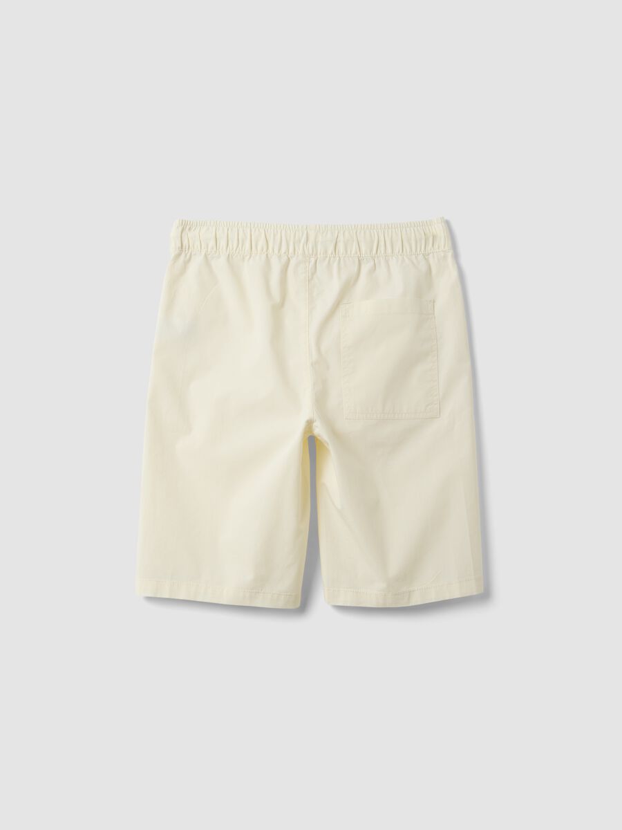 Beige pure cotton shorts with elasticated waist_4