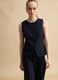 Blue Lyocell and Linen Regular Fit Waistcoat with Buttons_0