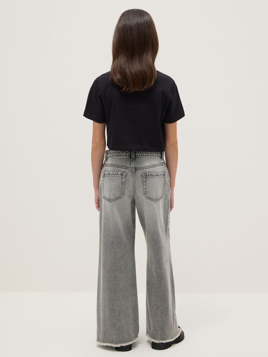 Grey pure cotton culotte jeans for girls with comfortable fit_1