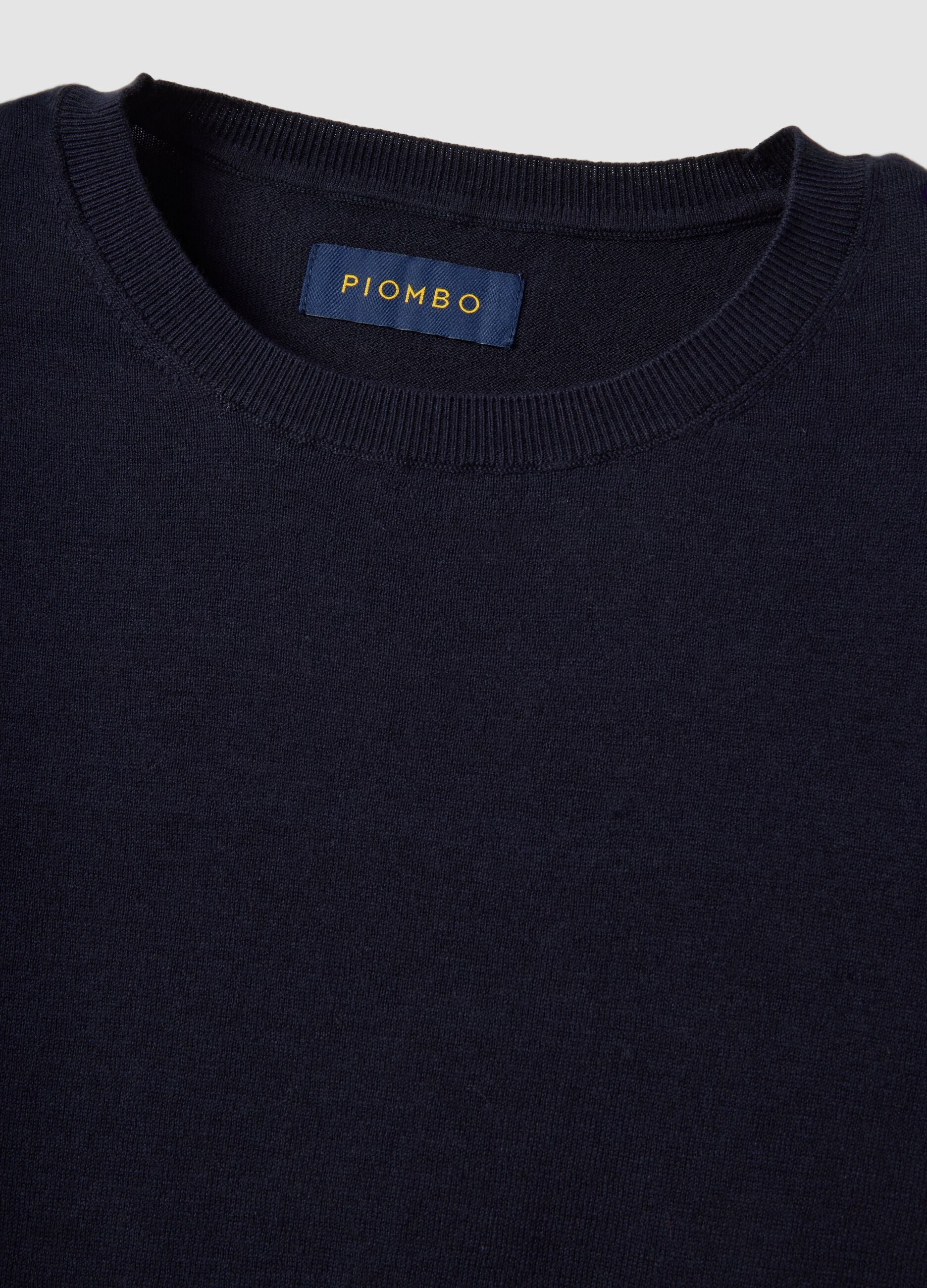 Short-sleeve T-shirt in blue cotton, linen and silk blend regular fit
