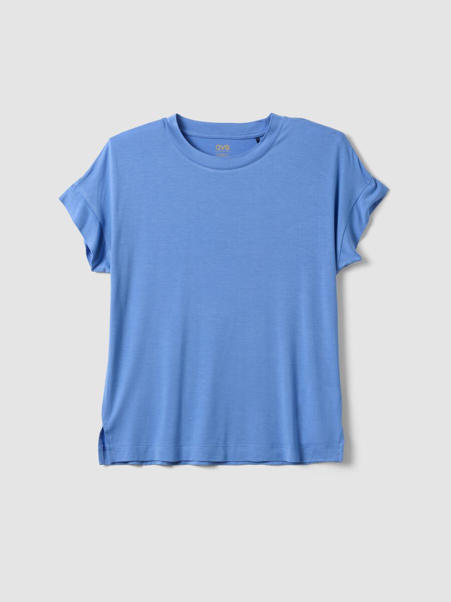 Light blue short-sleeve stretch viscose T-shirt_4