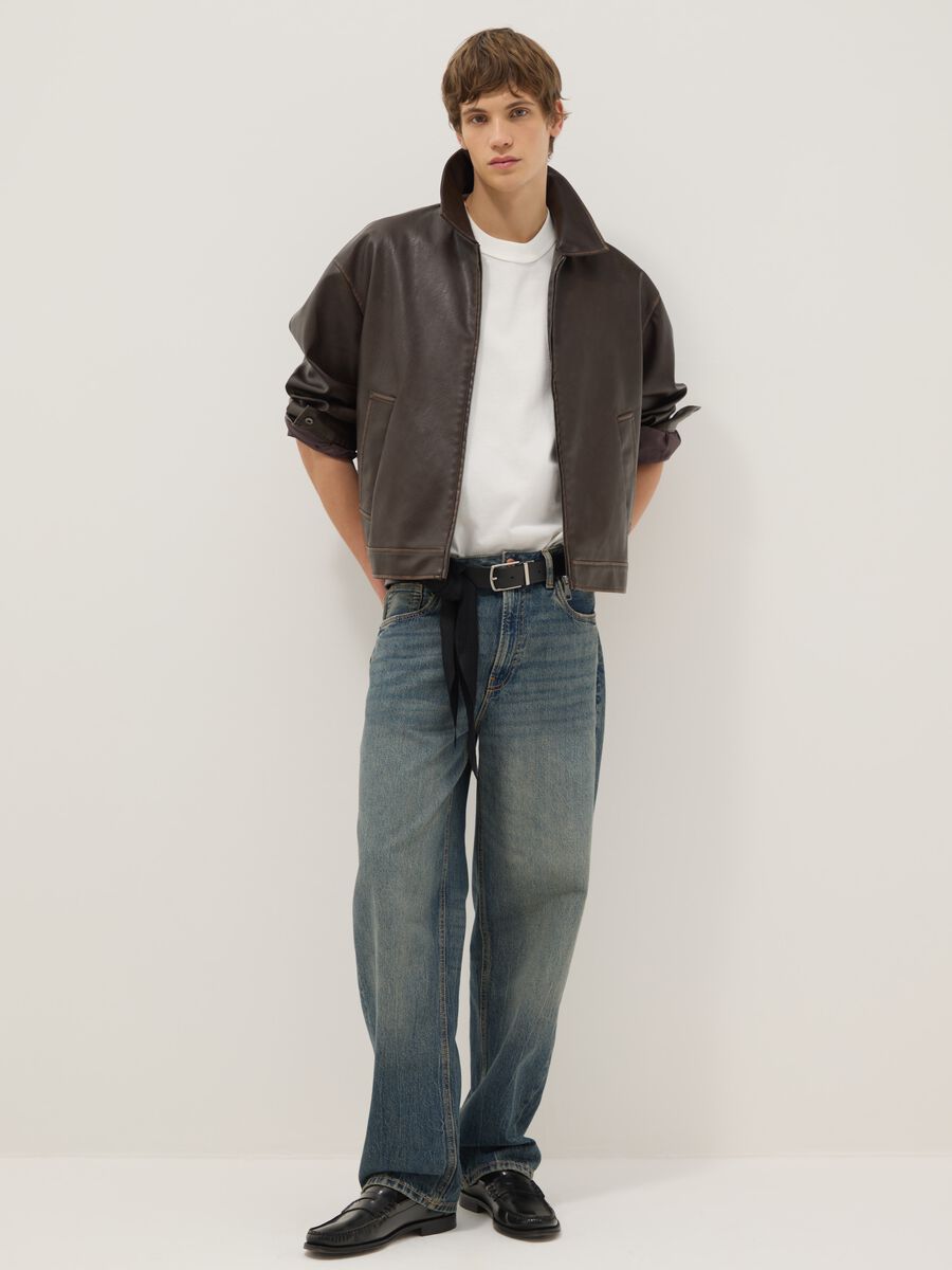 Blue Baggy Jeans in Pure Cotton_0