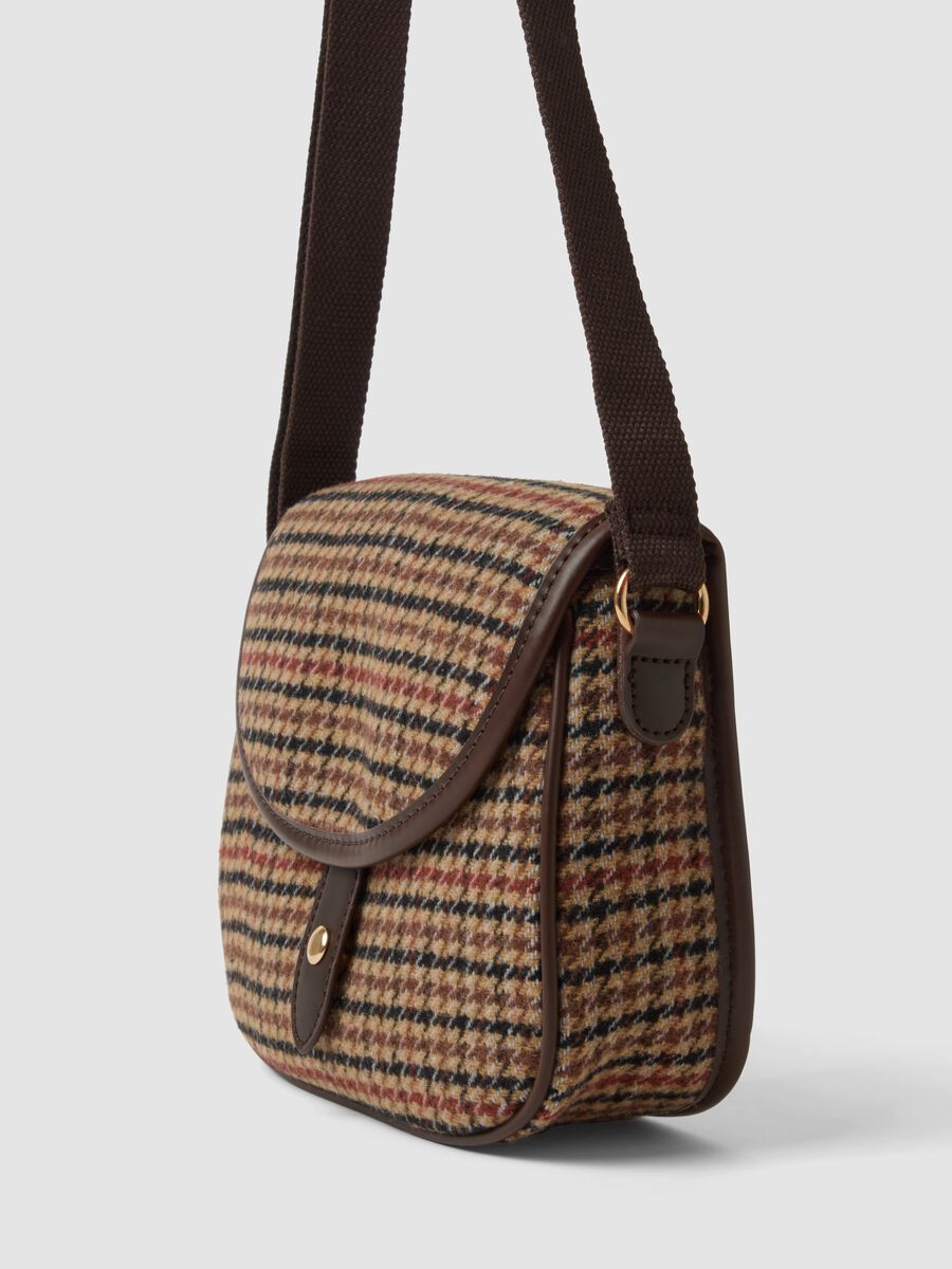 Brown wool- and viscose-blend crossbody bag with houndstooth pattern_1