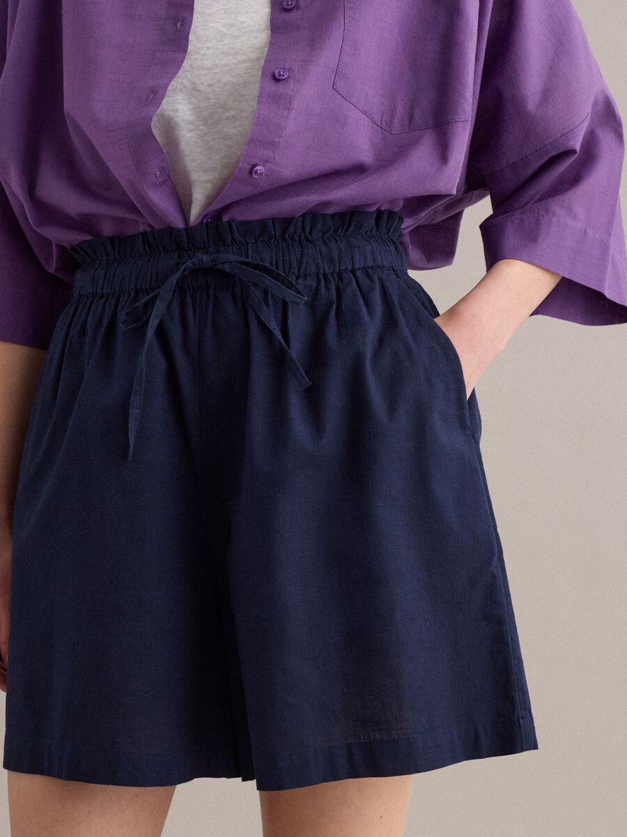 Blue pure cotton regular-fit shorts_3