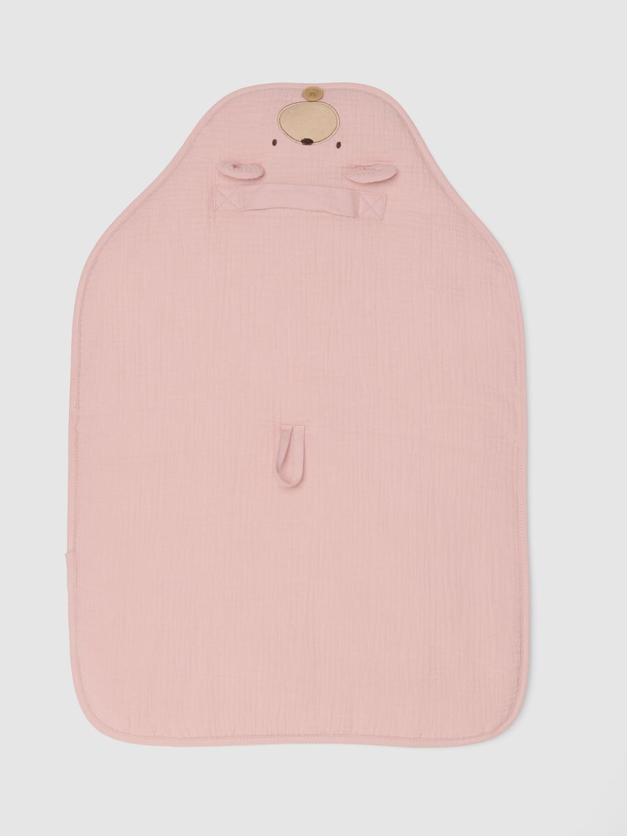 Pink 100% cotton baby changing mat with teddy bear design_1