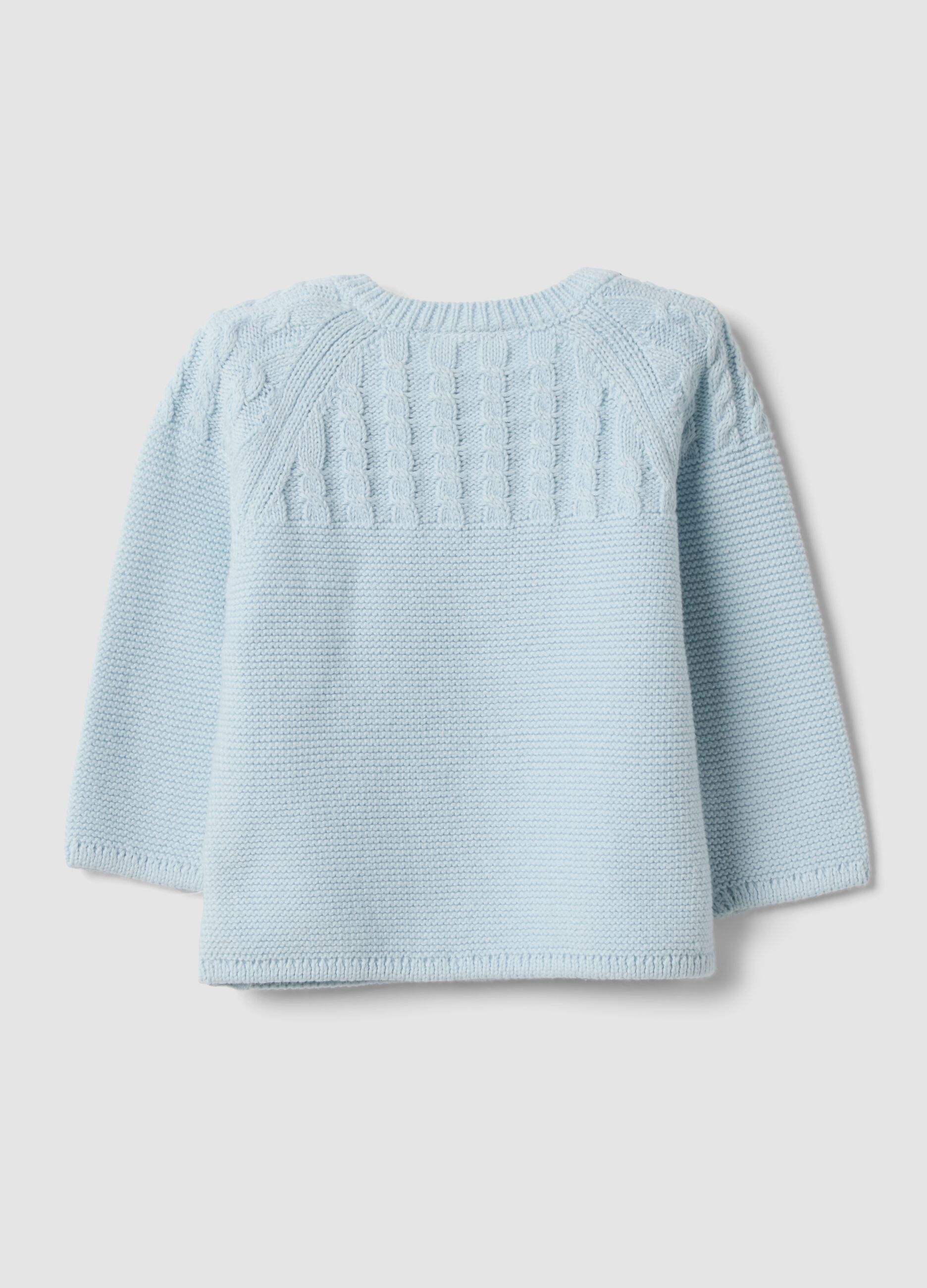 Sky blue pure organic cotton knitted baby cardigan