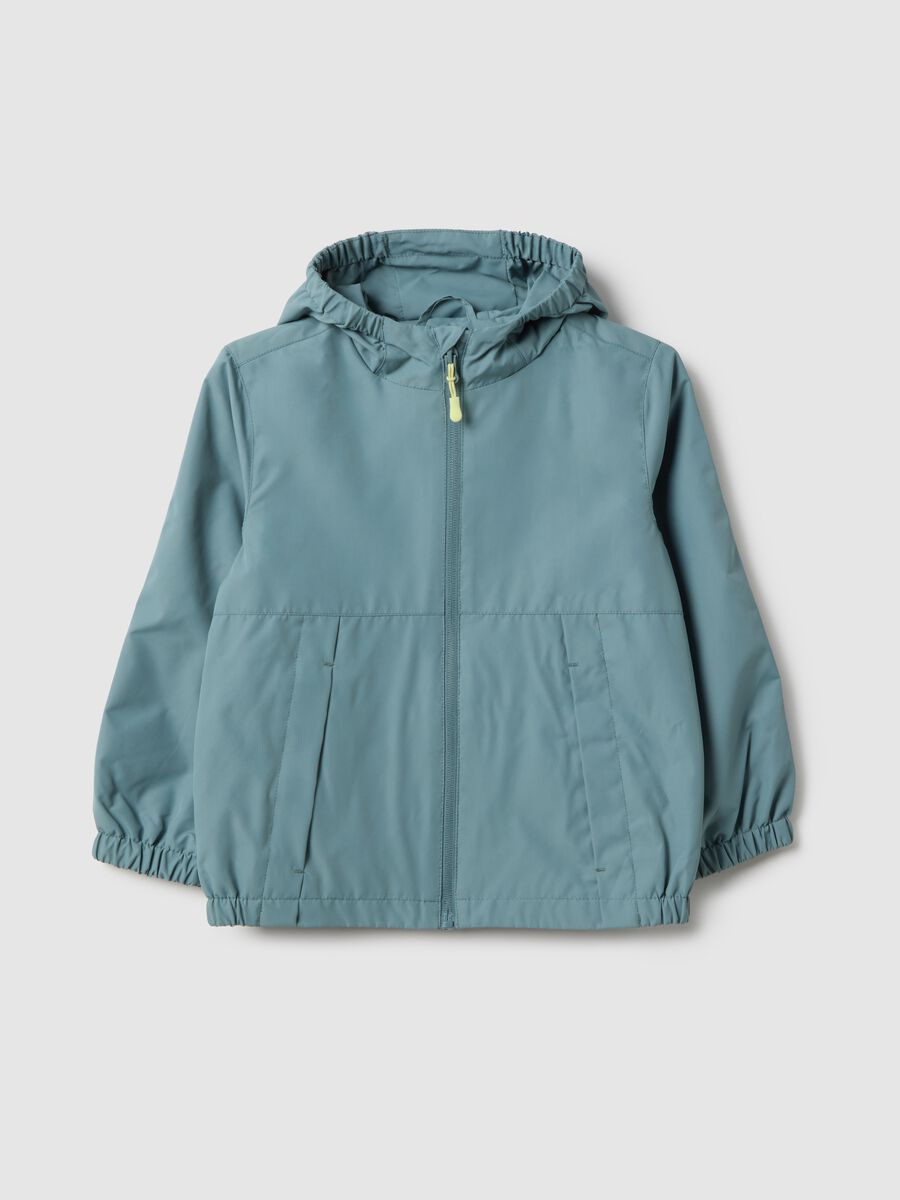 Light blue children's jacket regular fit with full zip and hood_0