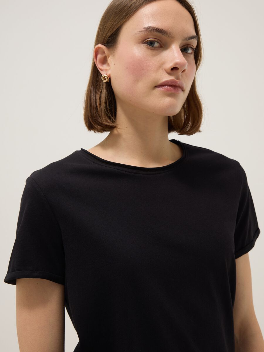Black pure cotton short sleeve T-shirt regular fit_1