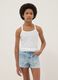 Girls' fitted white ribbed stretch cotton tank top_0