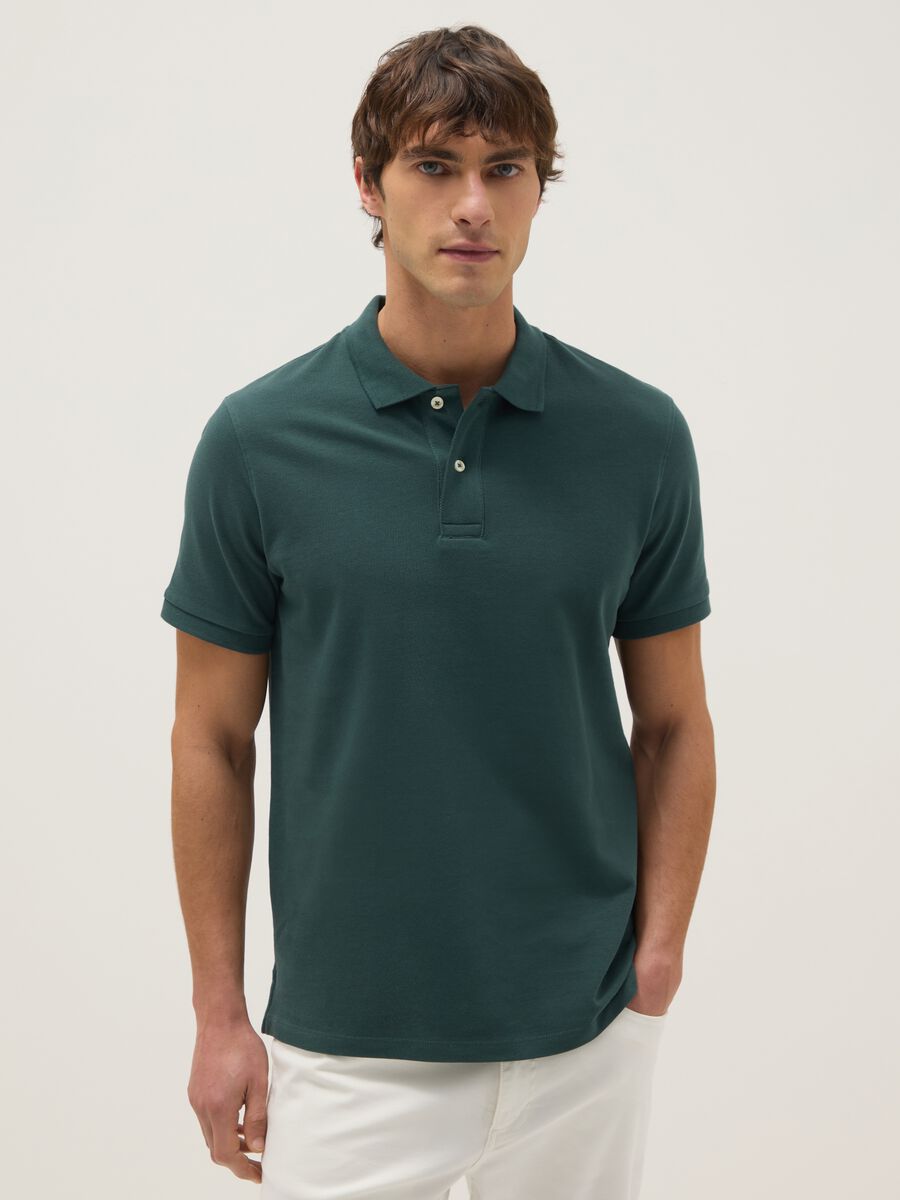 Green pure cotton polo shirt regular fit_1