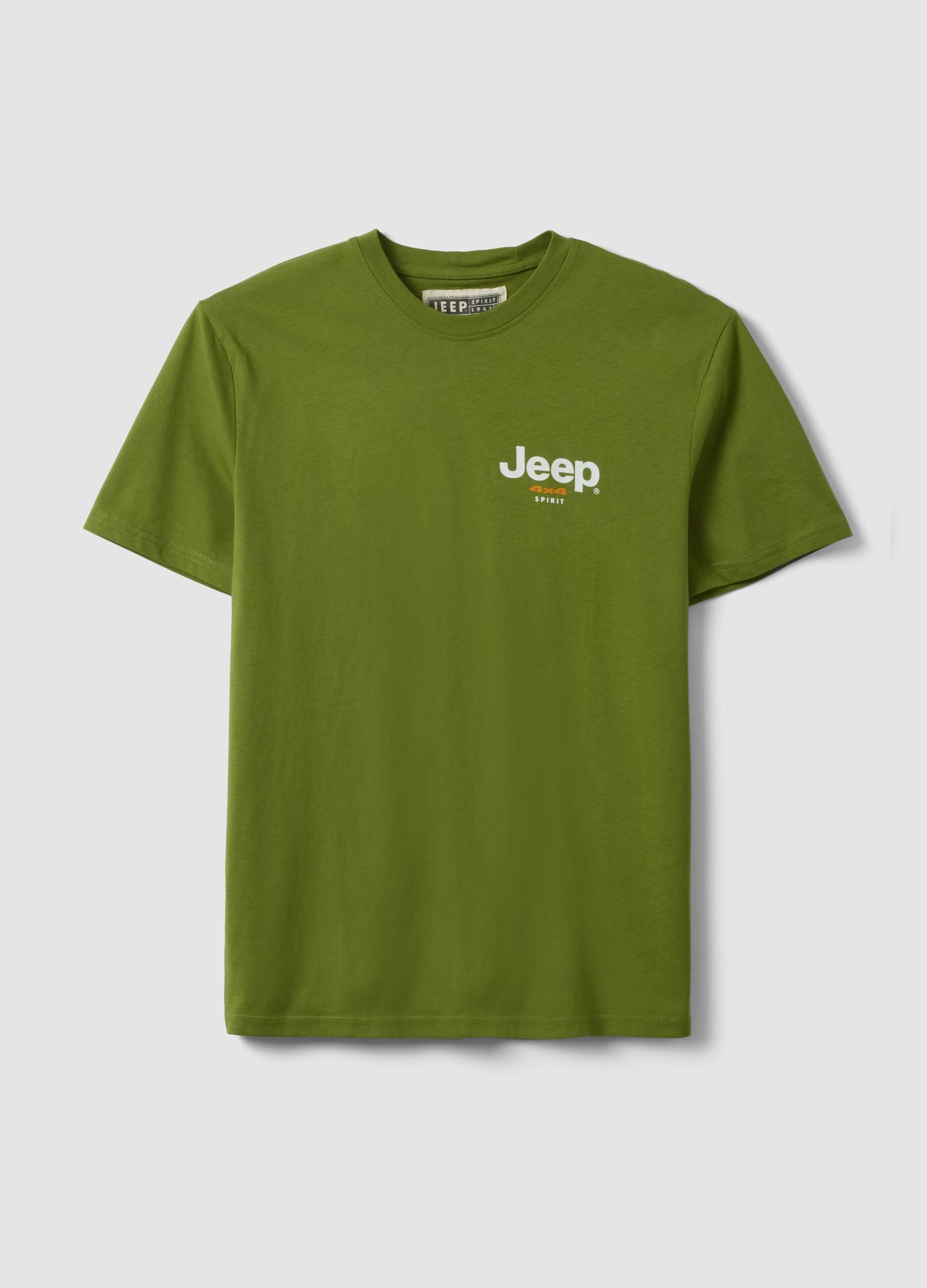 Green pure cotton regular fit T-shirt with print