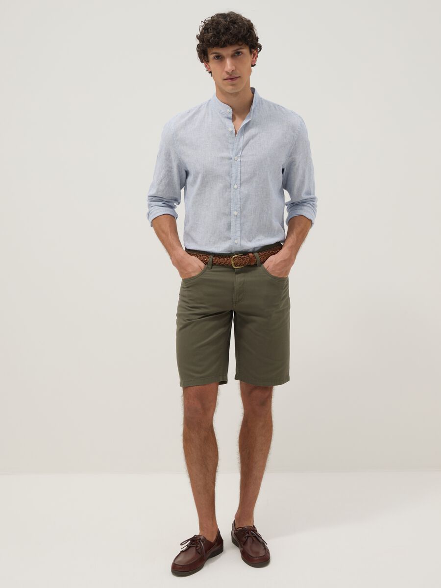 Shorts verdi in puro cotone regular fit_0