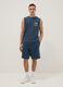 Blue pure cotton Bermuda shorts with elasticated waist_0