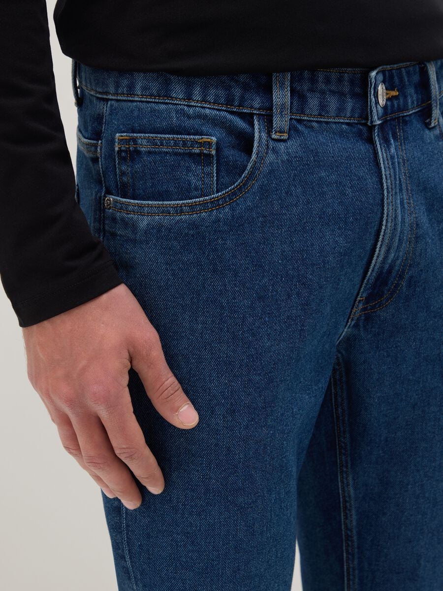 Blue Cotton Blend Slim Fit Jeans_3