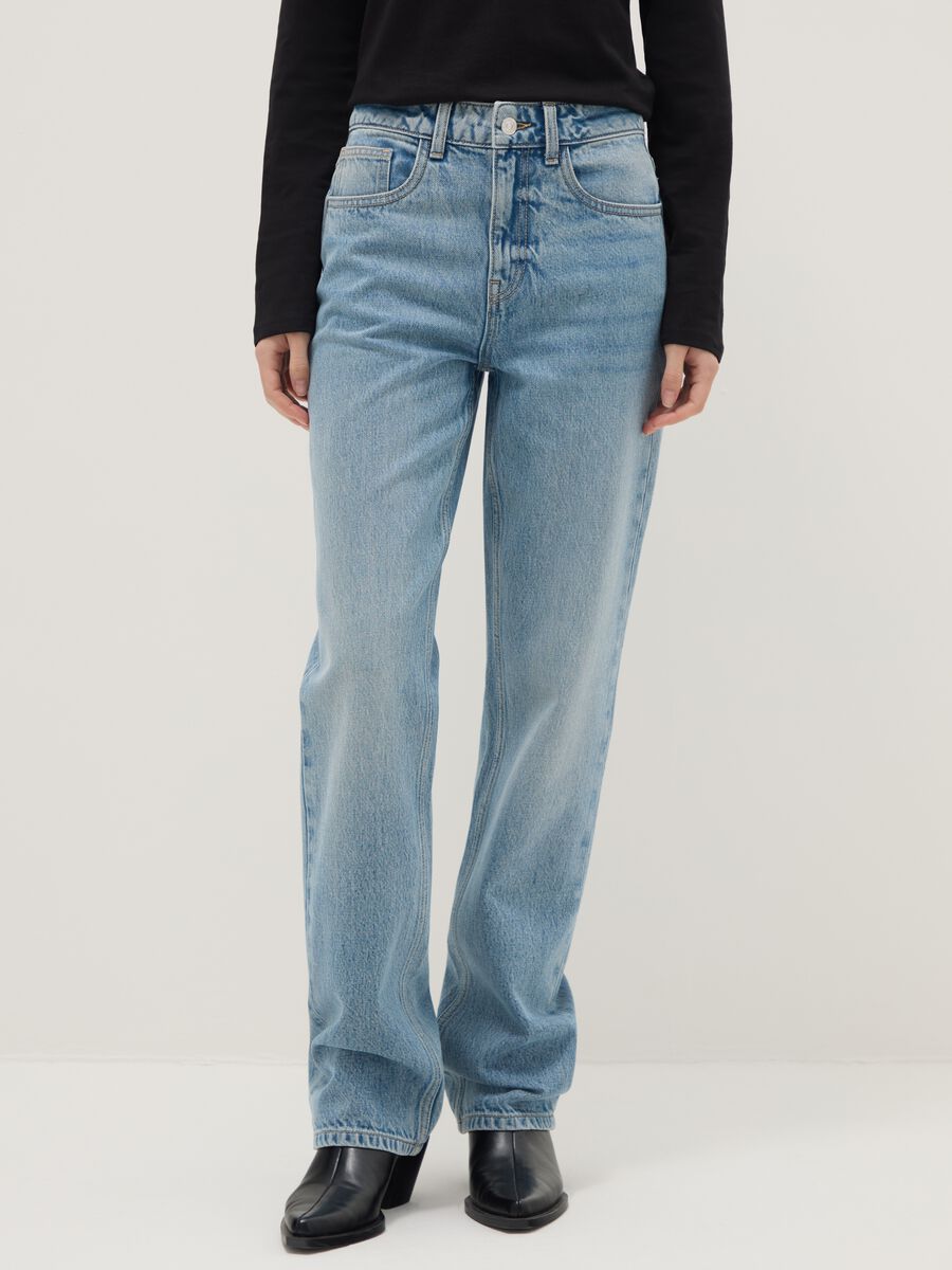 Jeans blu in puro cotone straight fit_1