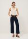 Beige regular fit stretch cotton tank top_1