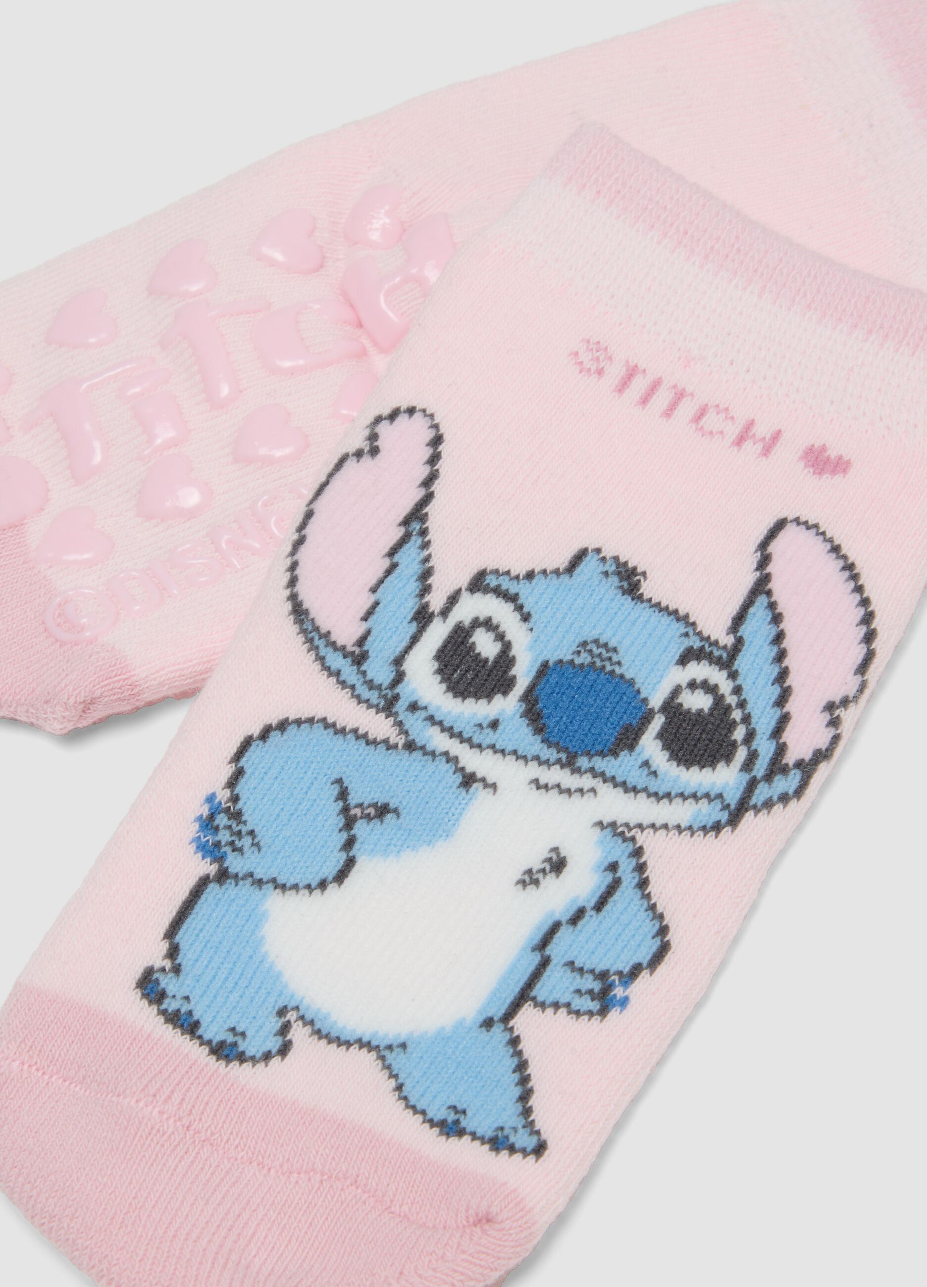 2-pack of pink organic cotton anti-slip socks with Lilo & Stitch print