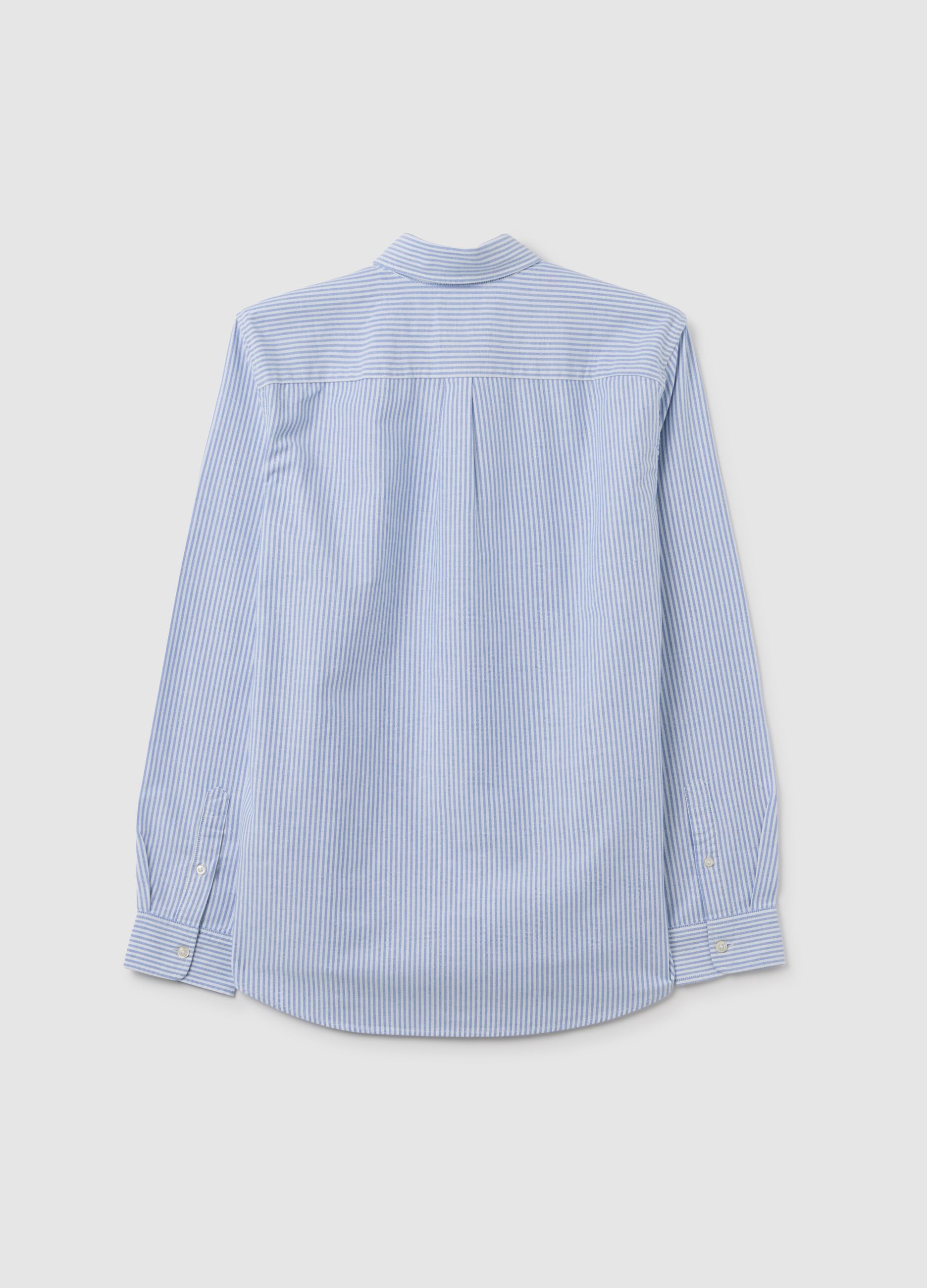 Striped Oxford cotton shirt with pocket