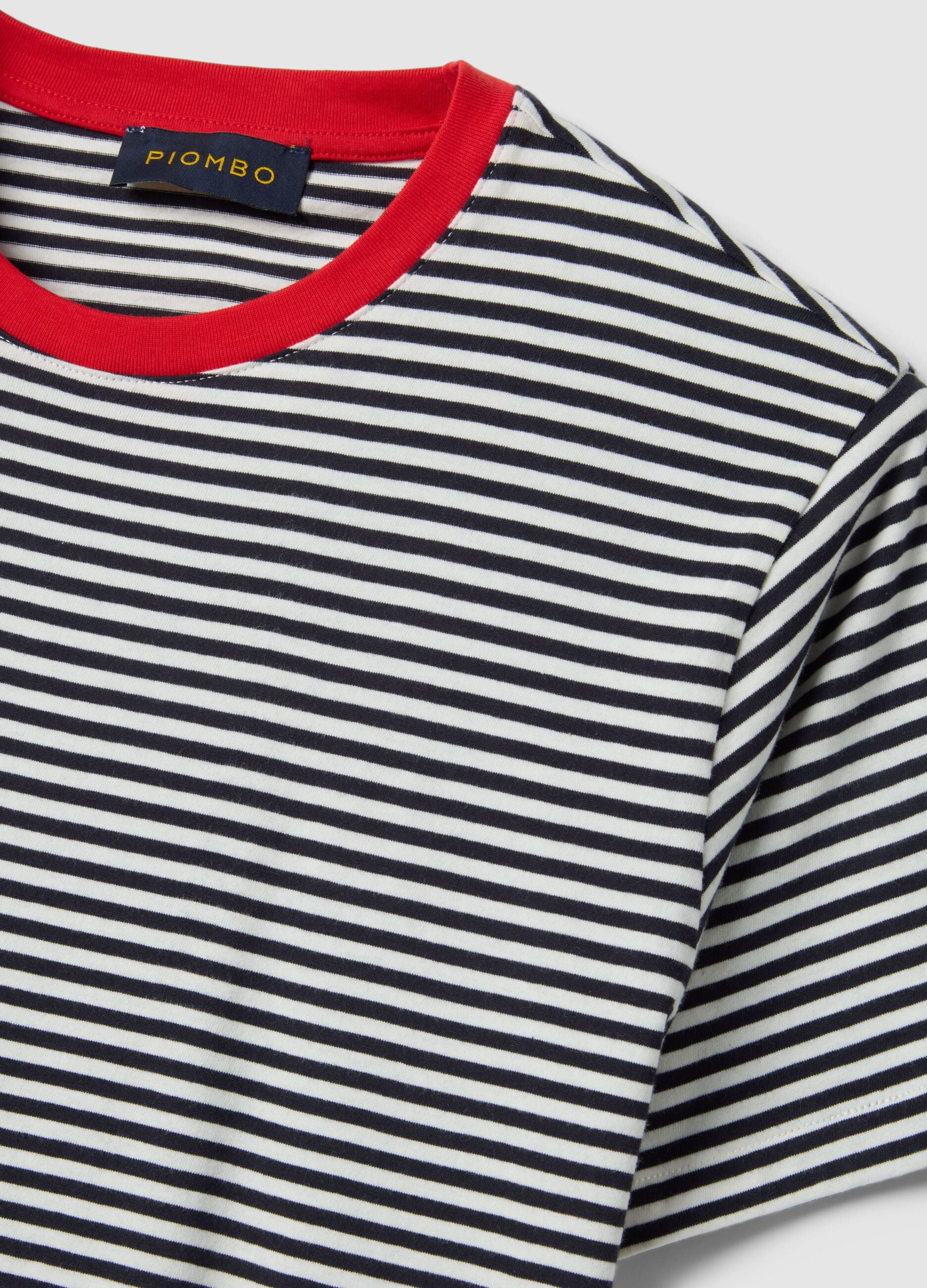 Regular fit multicolour striped pure cotton T-shirt