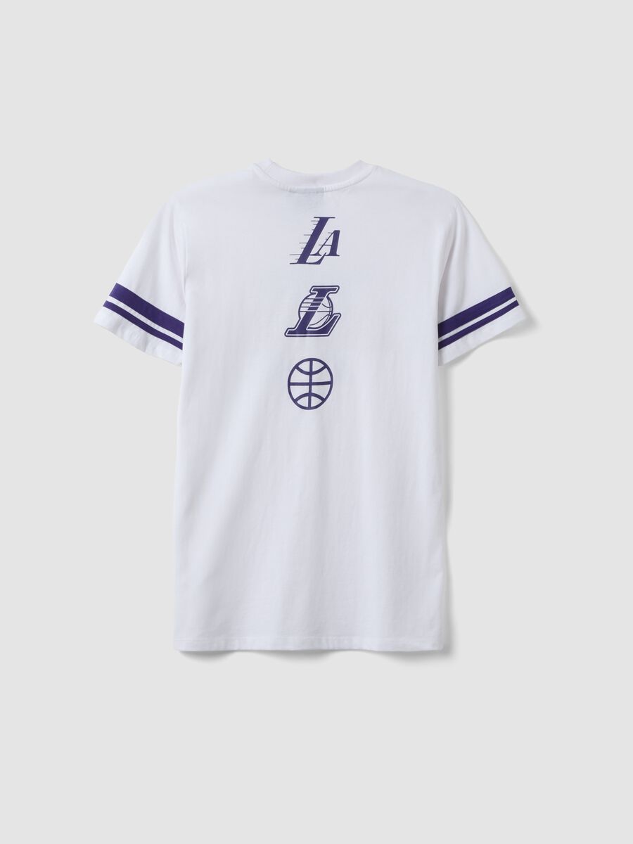 T-shirt in puro cotone bianca da ragazzo relaxed fit con stampe Lakers_4