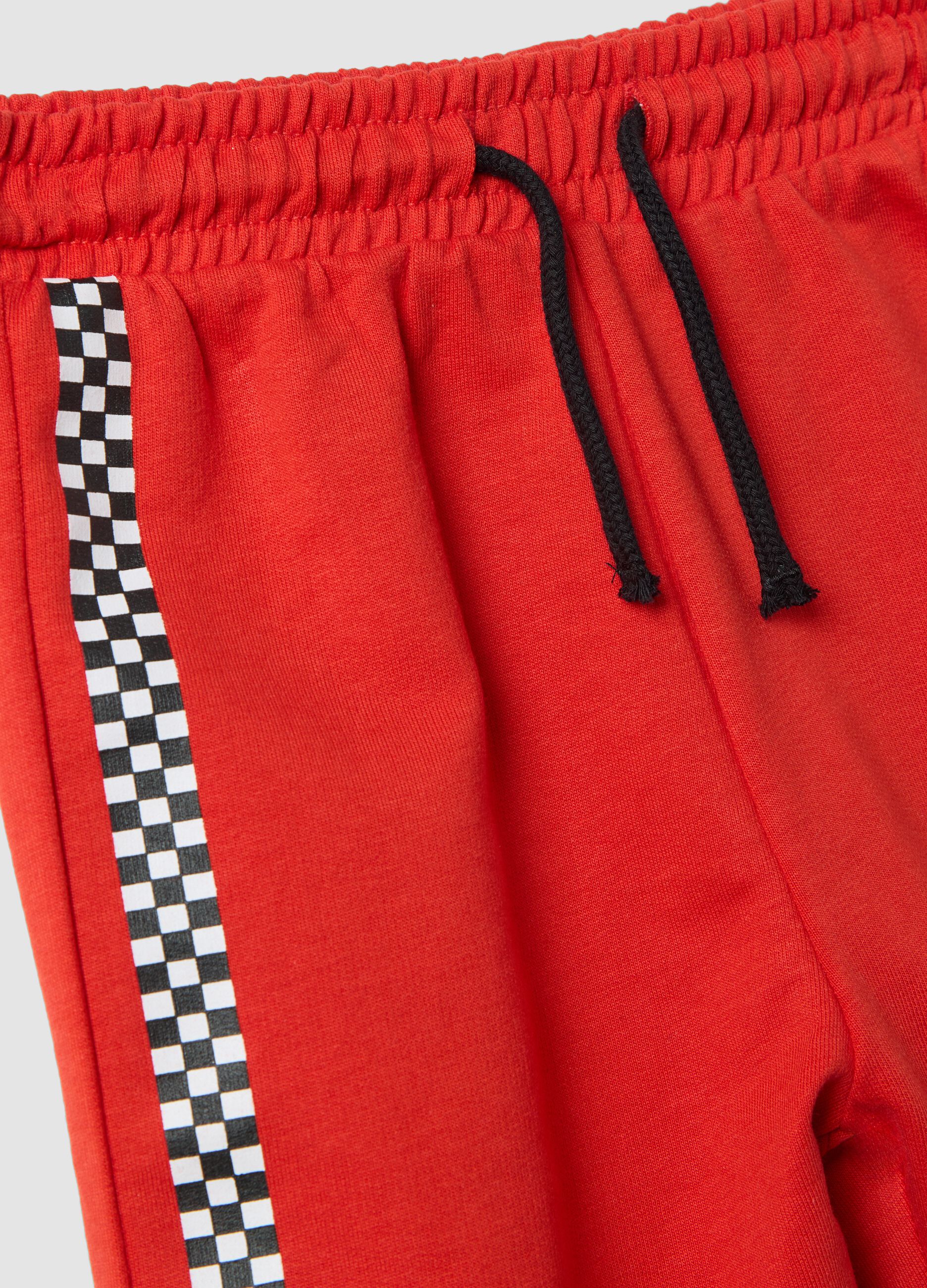 Red and white Ducati cotton jogging set for baby boys, relaxed fit