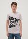 Boys' beige pure cotton T-shirt, regular fit with print_0
