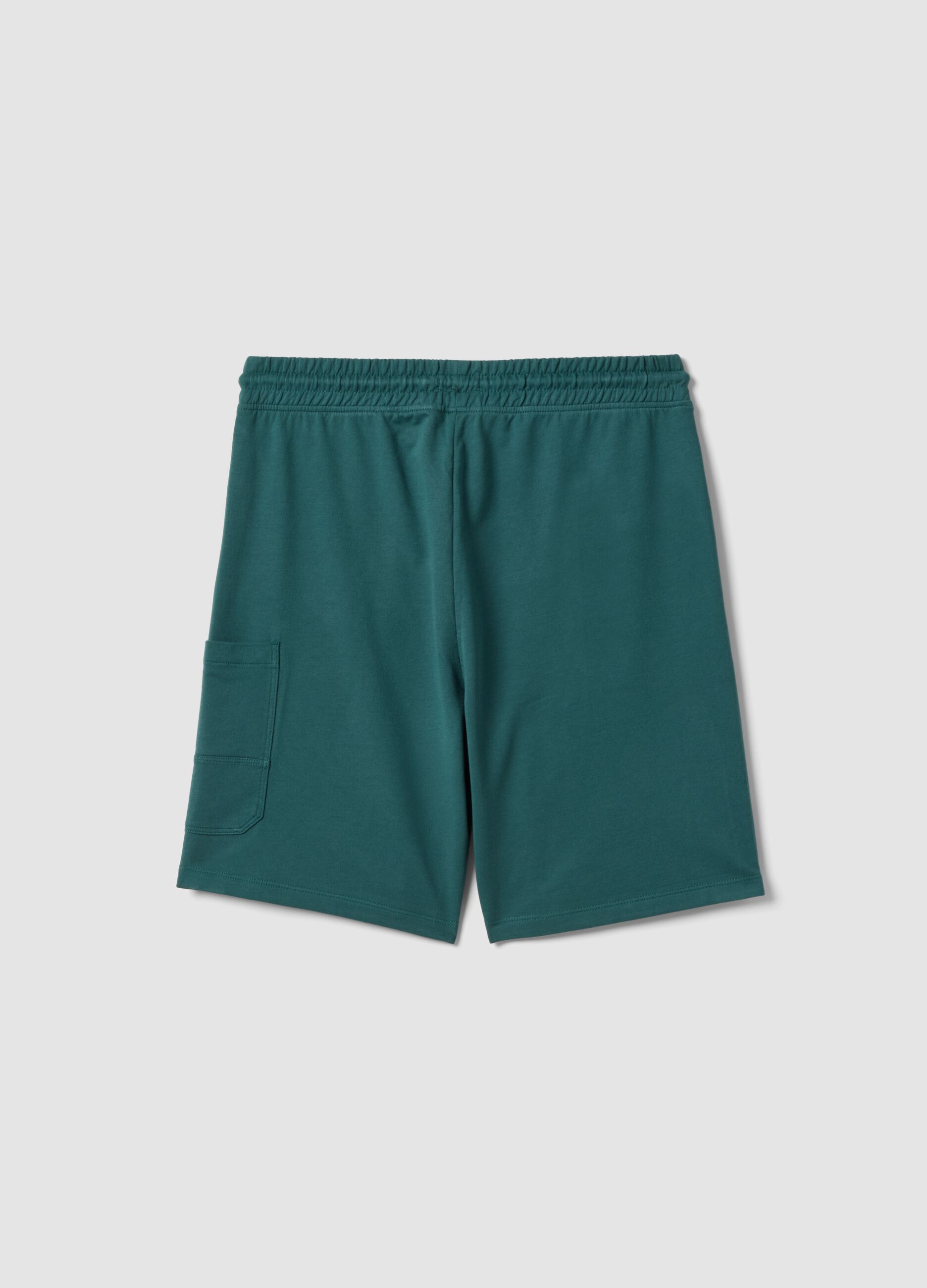 Boys oversized fit green pure cotton cargo shorts