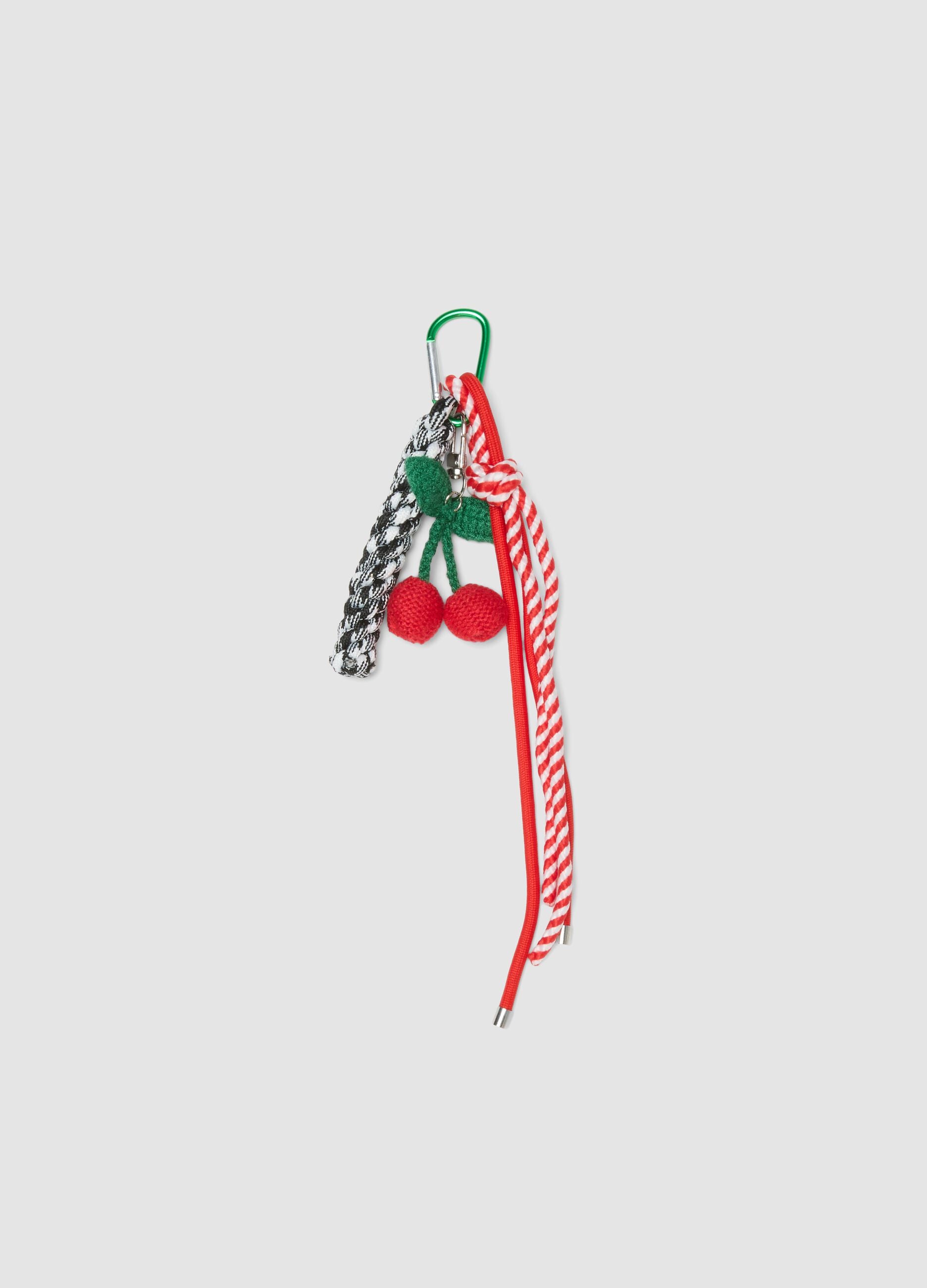 Multicolour Keyring with Cherry Charm