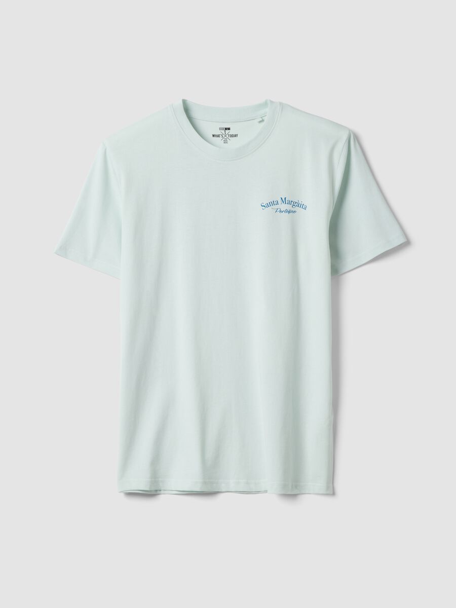 Blue slogan T-shirt in pure cotton, regular fit_4