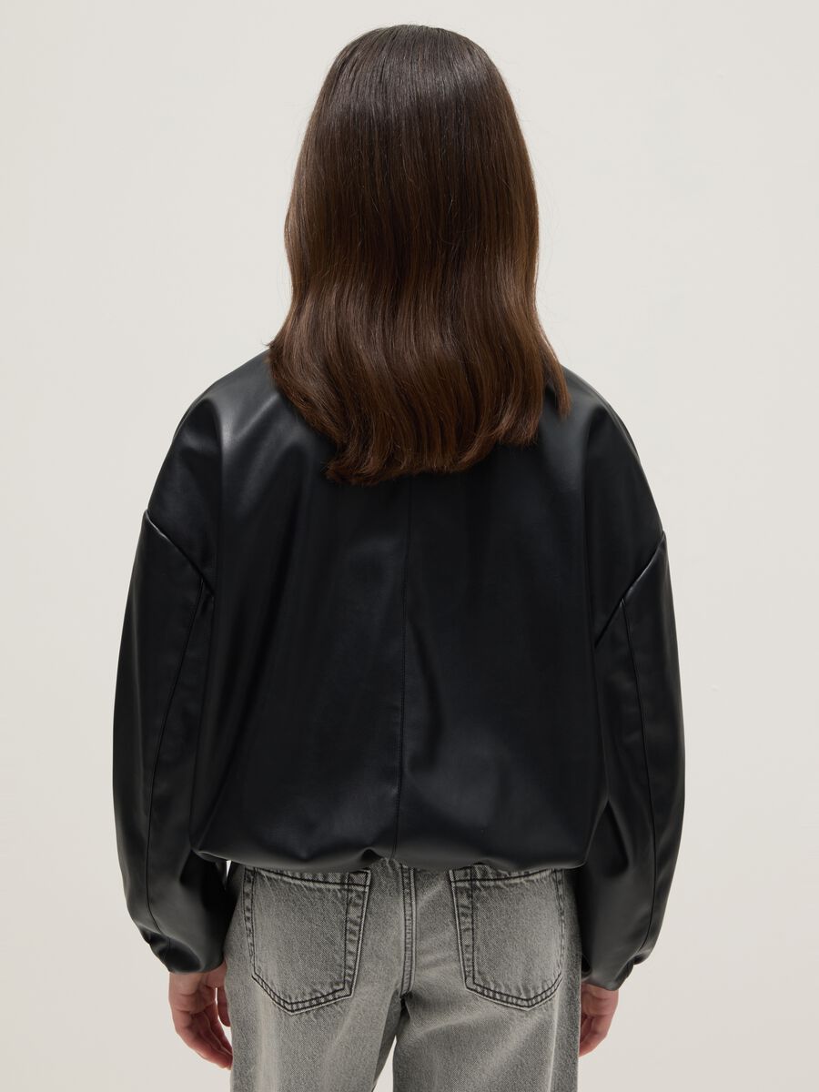 Girls' black bomber jacket with oversized fit_1