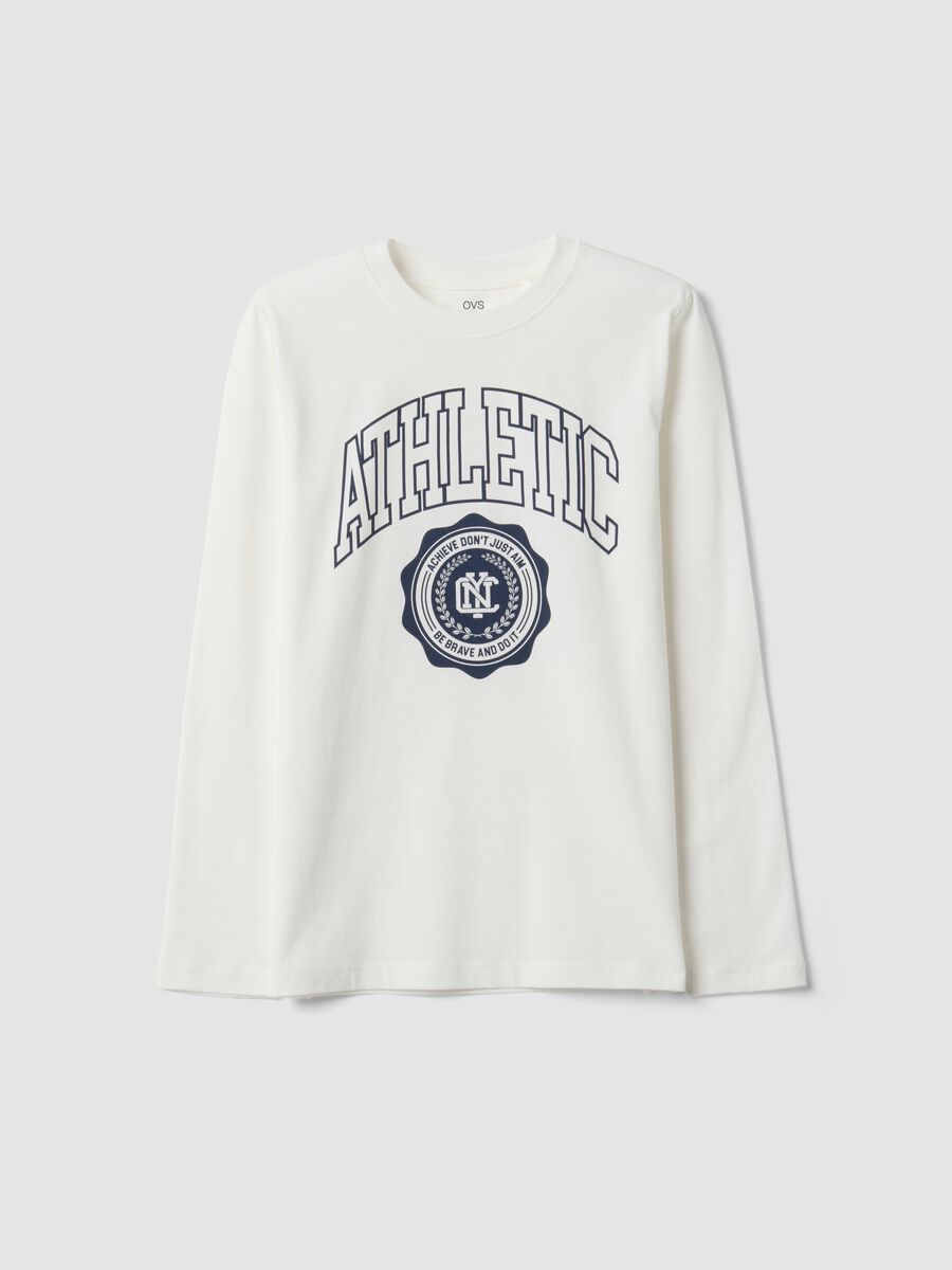 T-shirt bianca in puro cotone organico con stampa grafica per ragazzo_3
