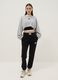 Grey cotton blend cropped sweatshirt with regular fit_1
