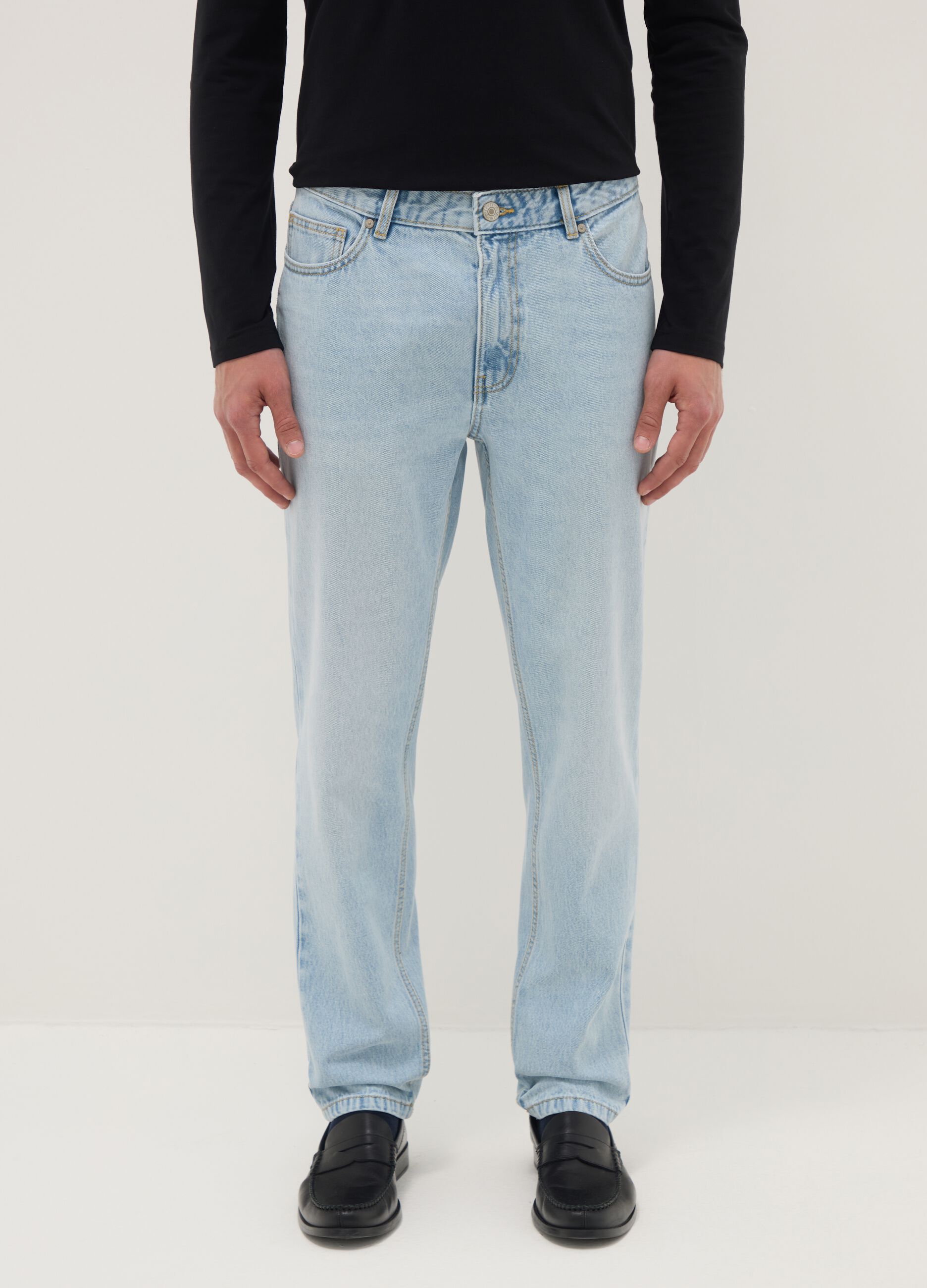Regular fit blue jeans in pure cotton