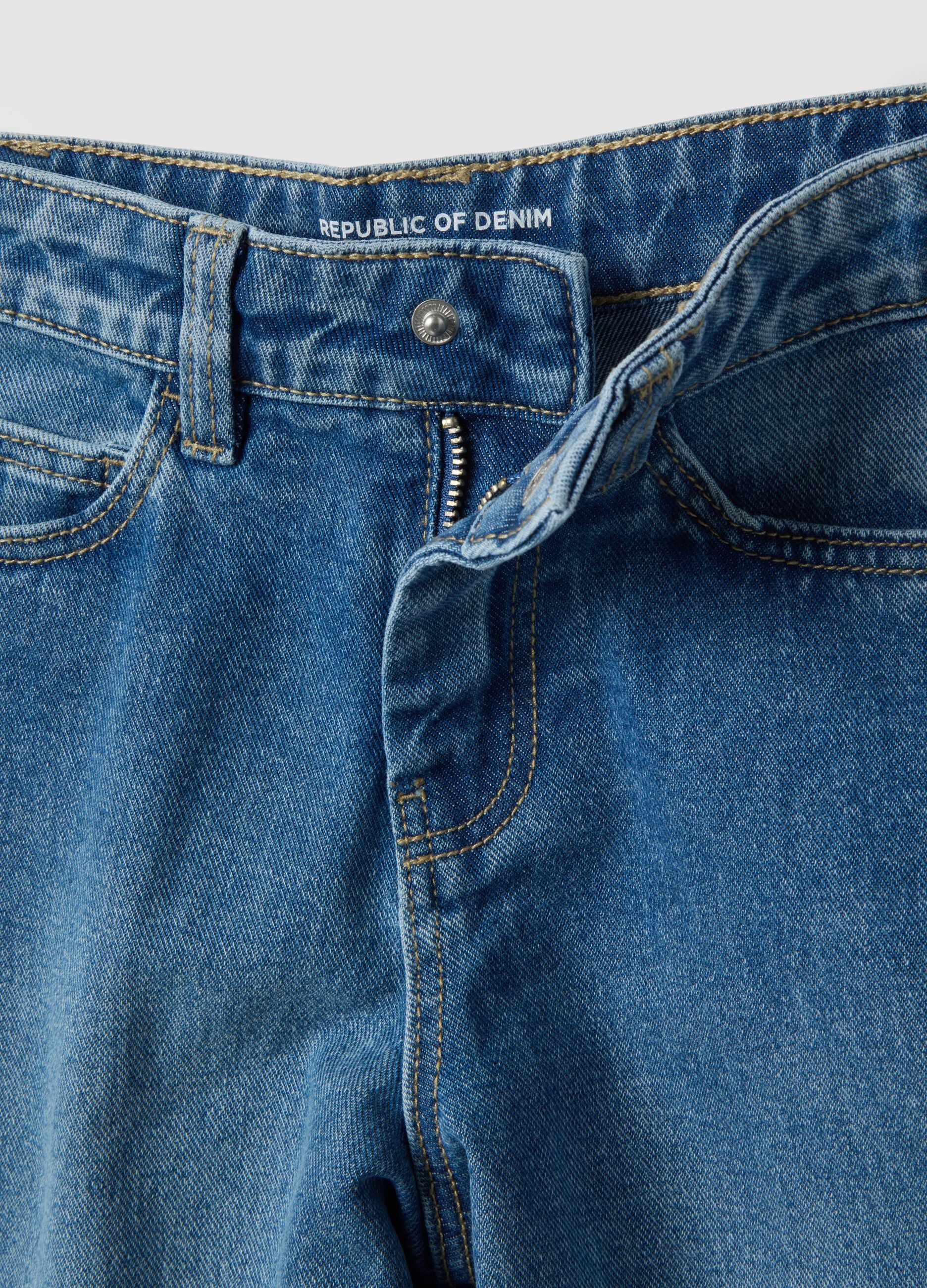 Girls' Blue Balloon Fit Pure Cotton Jeans