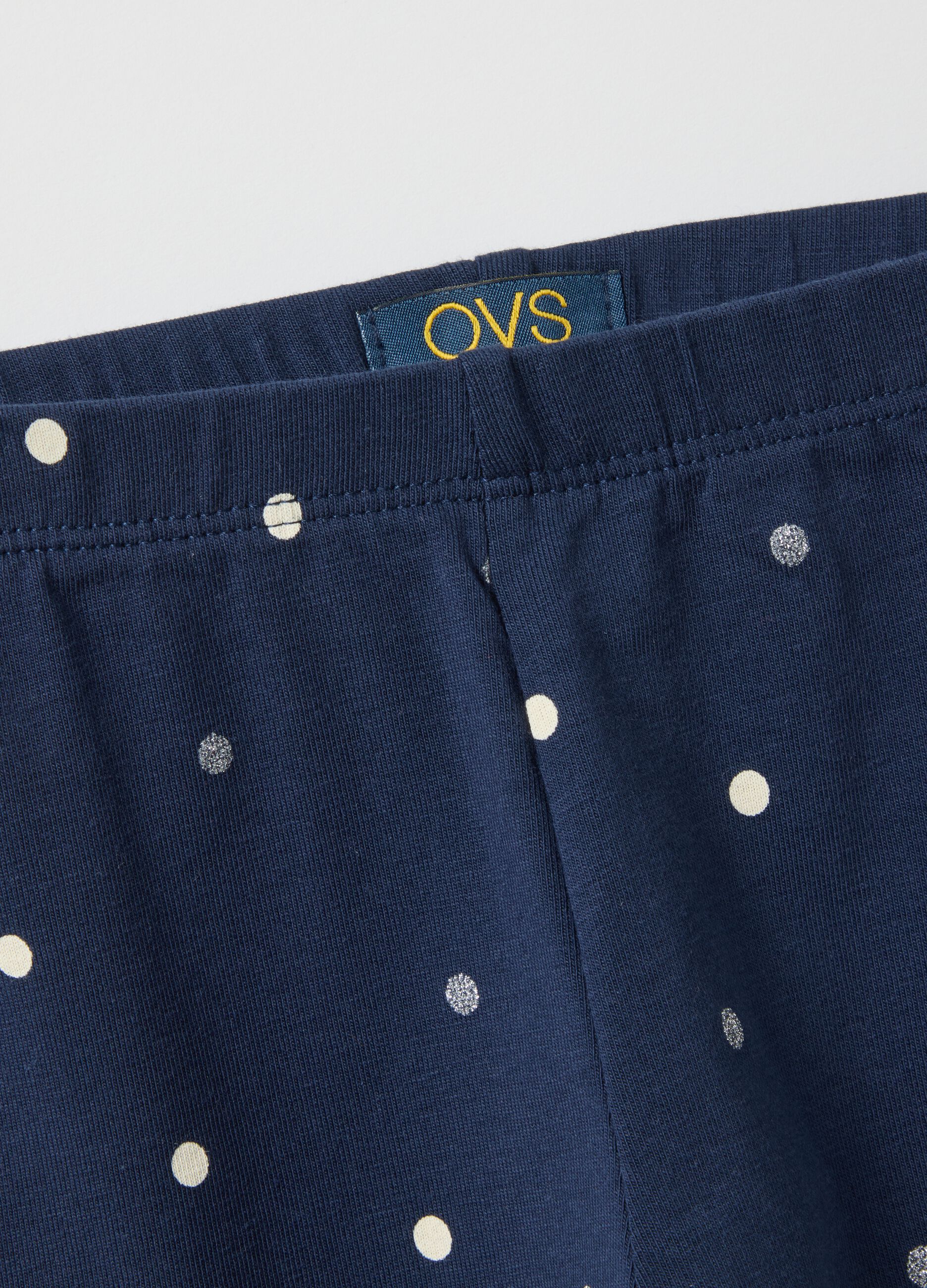 Slim fit blue stretch cotton leggings for girls