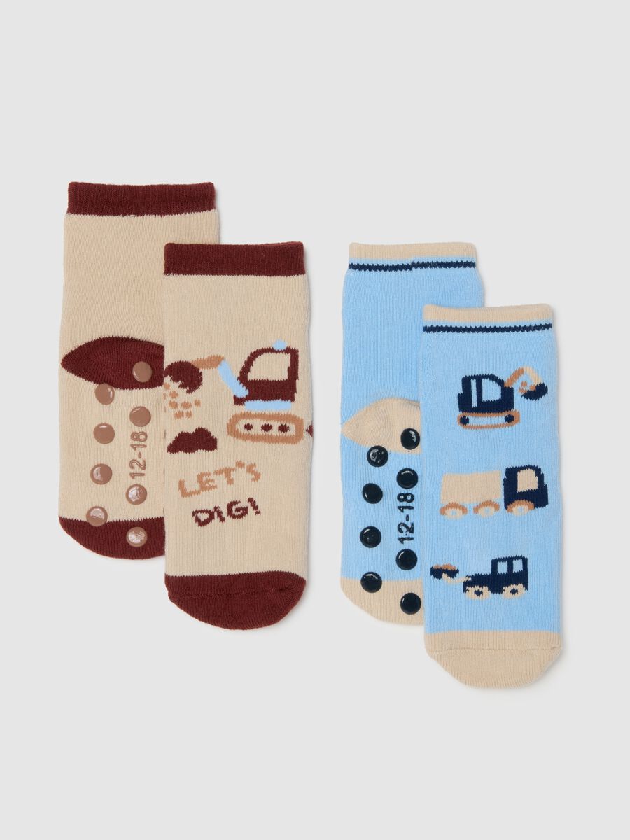 Multicolour baby socks twin pack in cotton blend with designs_0
