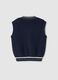 Blue pure cotton children's regular fit V-neck vest_1