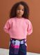 Pink cropped cotton-blend crew-neck sweatshirt, relaxed fit for girls_1