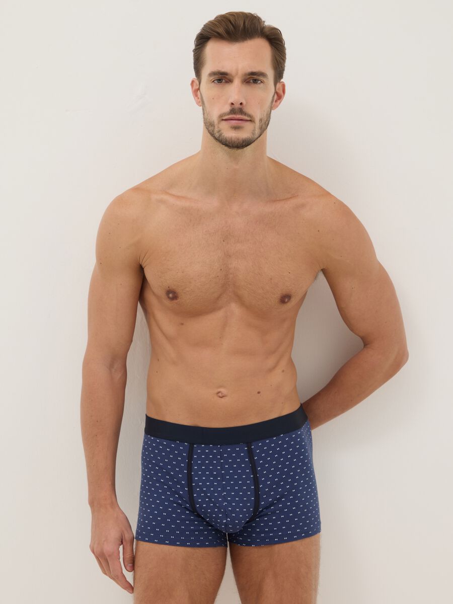 Tripack boxer in cotone organico elasticizzato blu regular fit_0