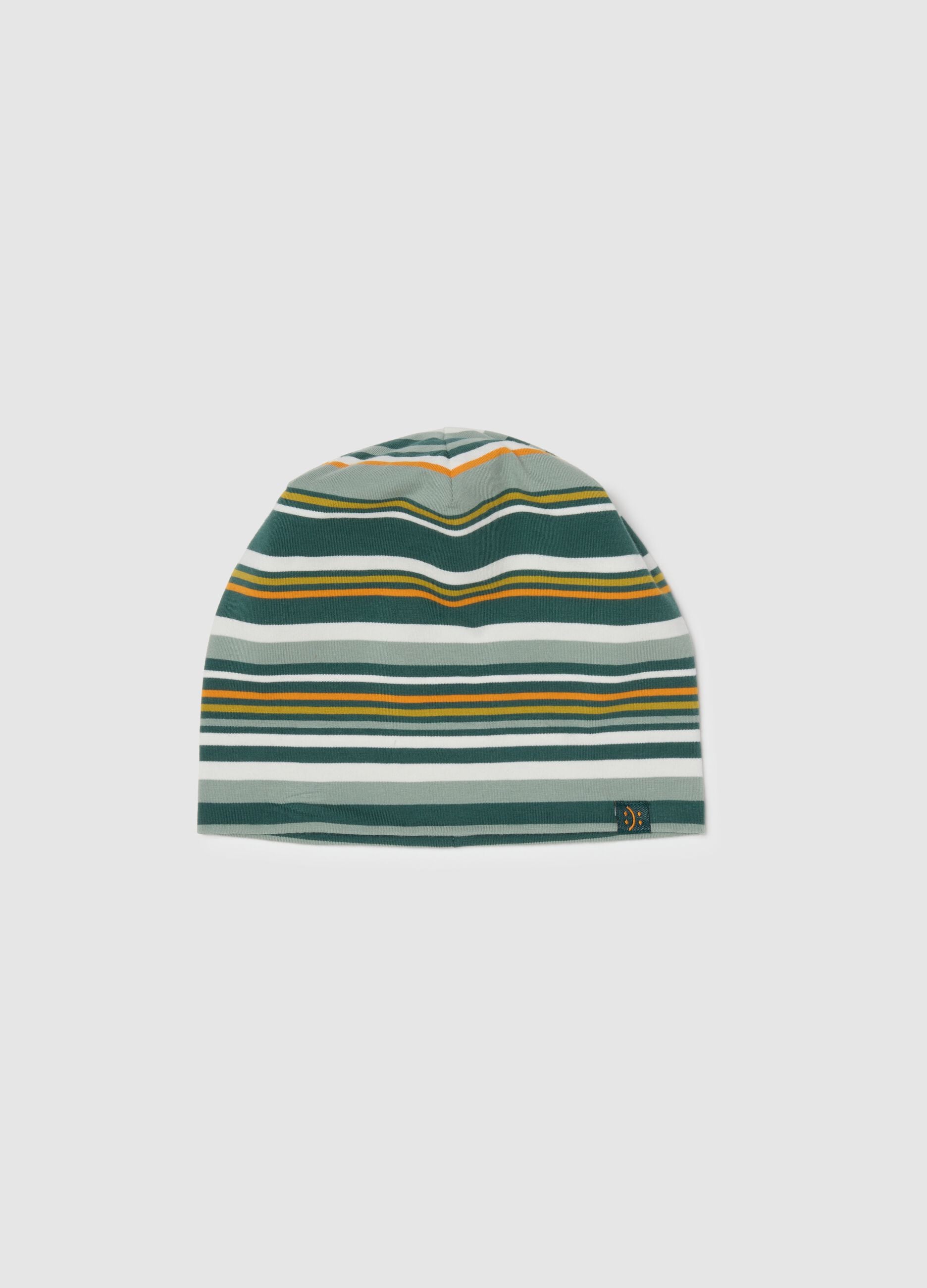 Striped multicolour stretch cotton hat for children