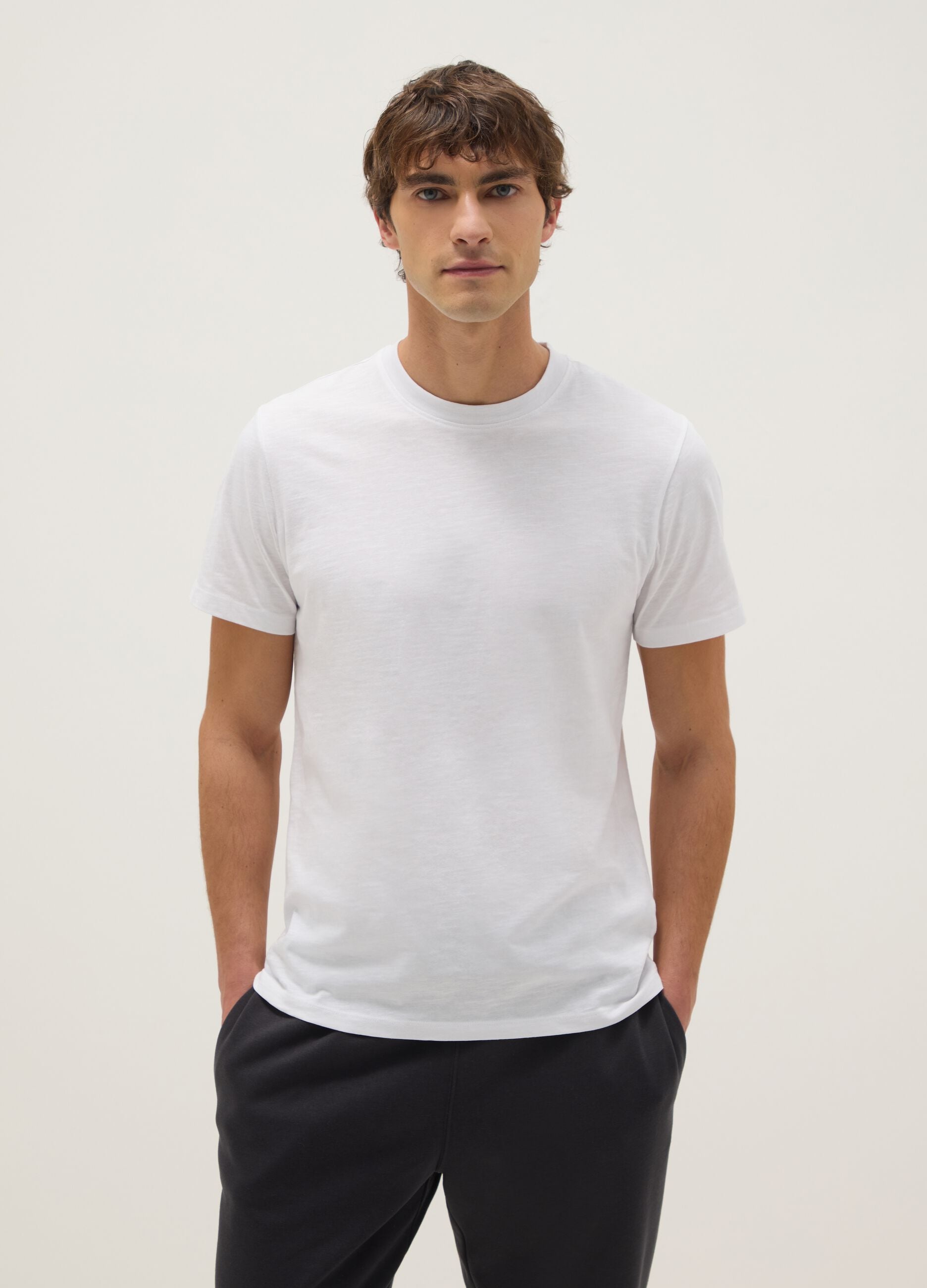White regular fit pure cotton T-shirt