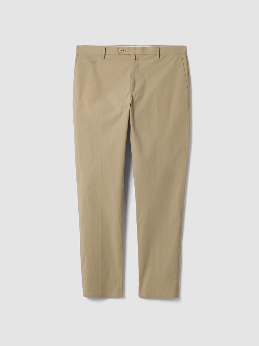 Beige regular-fit stretch cotton trousers_4