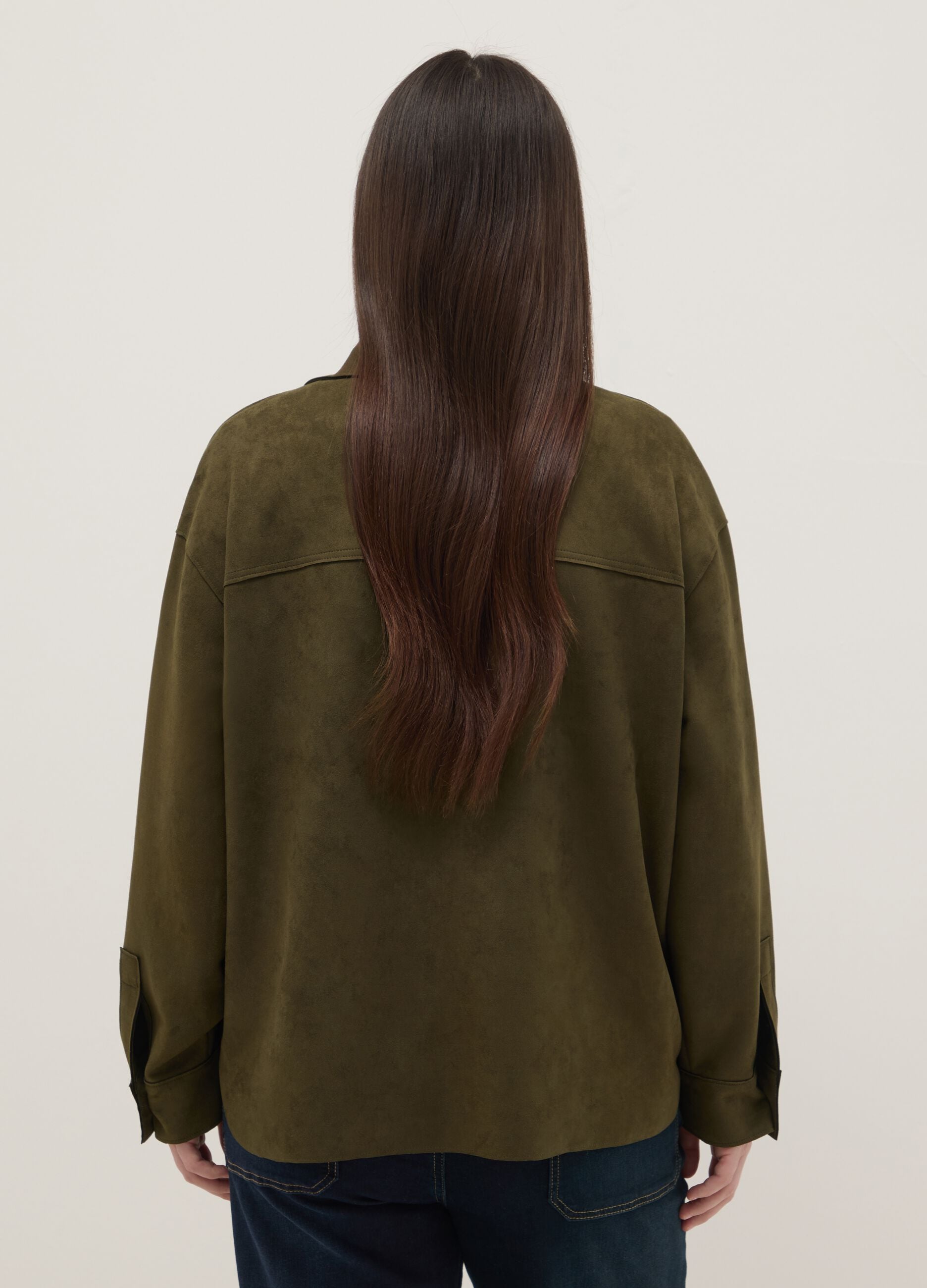 Green regular fit jacket with collar and buttons