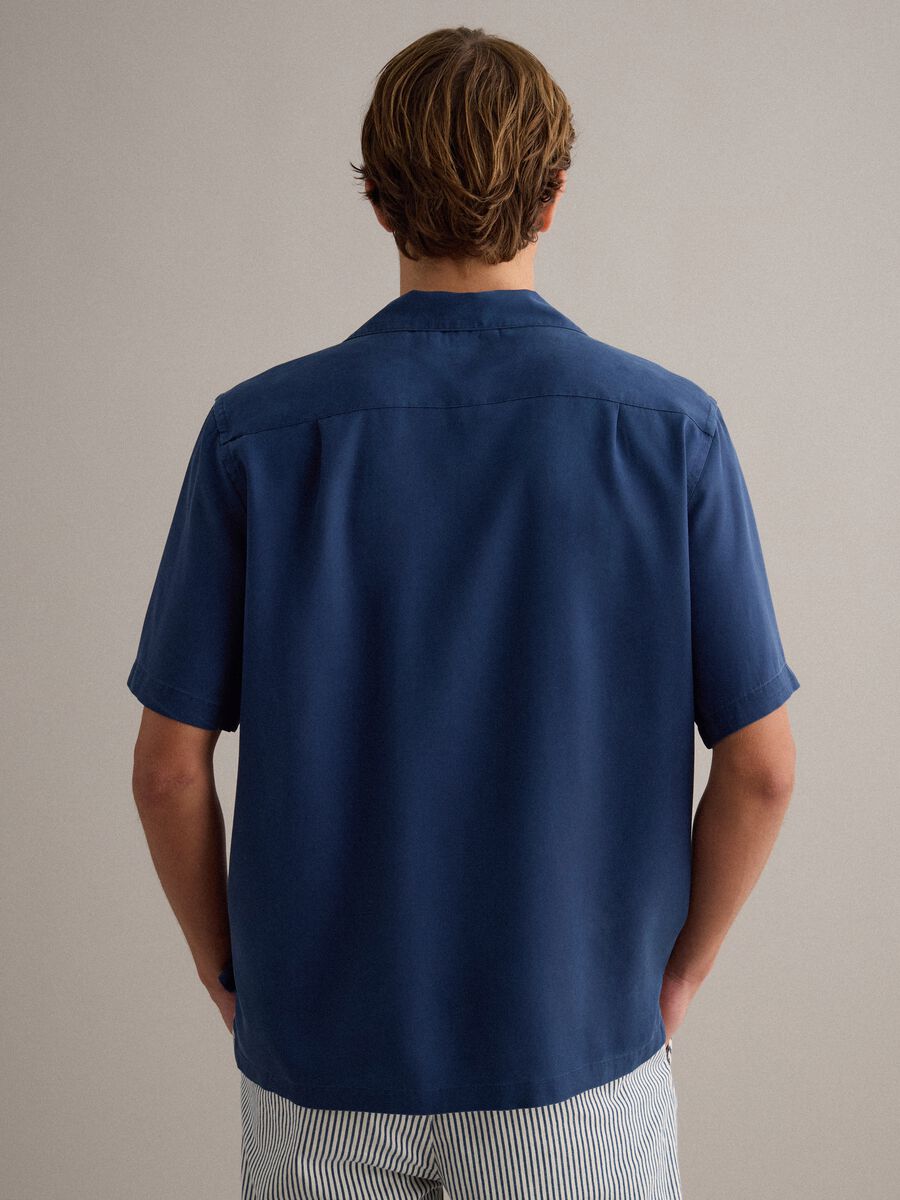 Blue short-sleeve pure lyocell shirt, regular fit_3