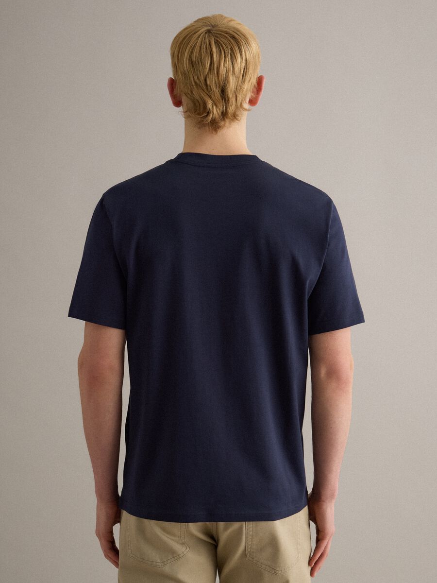 Blue Crew Neck Pure Cotton Relaxed Fit T-Shirt_4