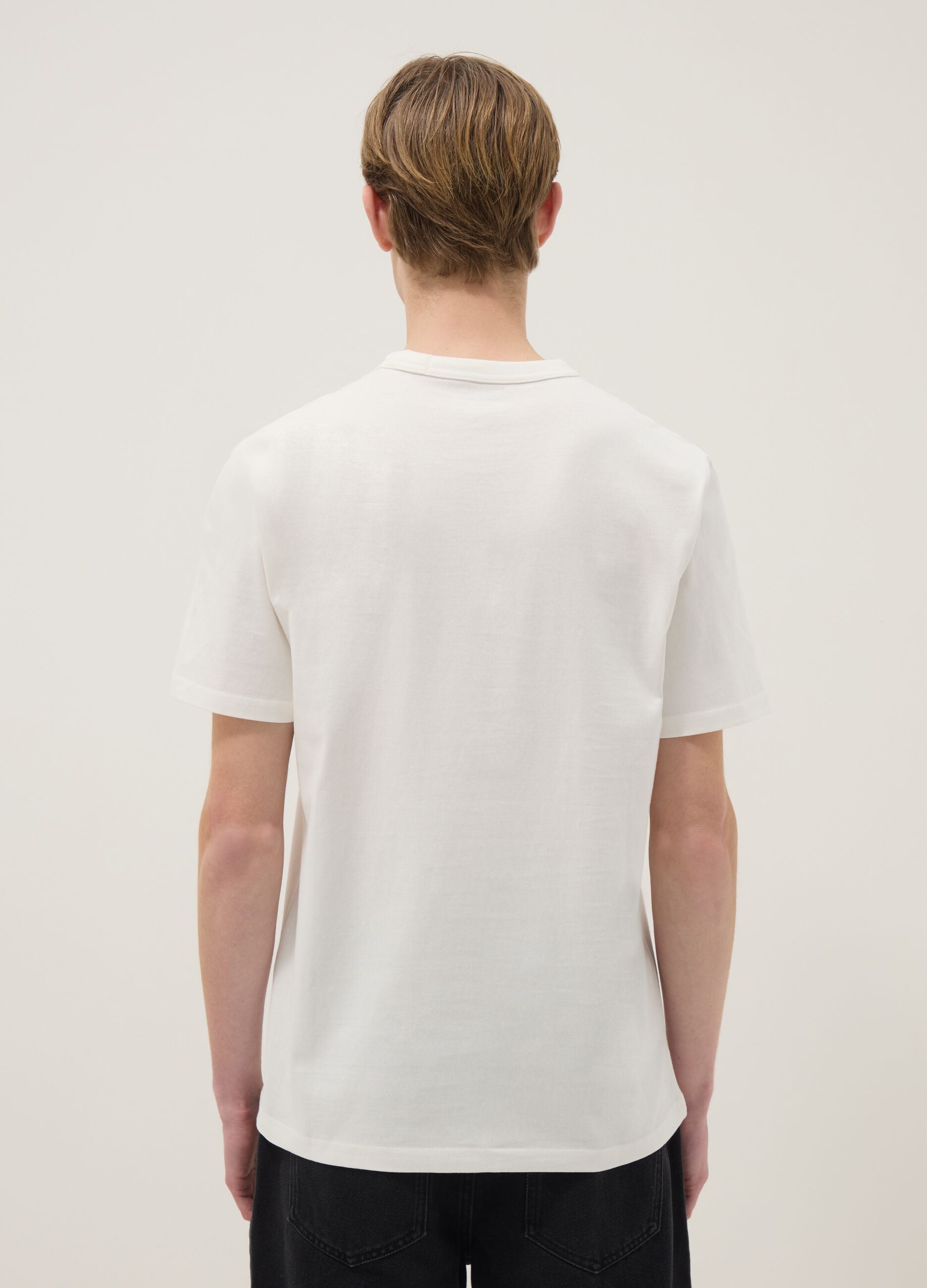 White pure cotton short sleeve t-shirt regular fit