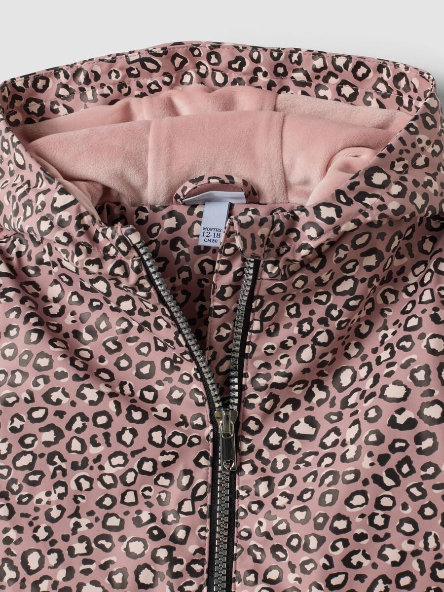 Pink padded hooded animal print jacket for girls_2
