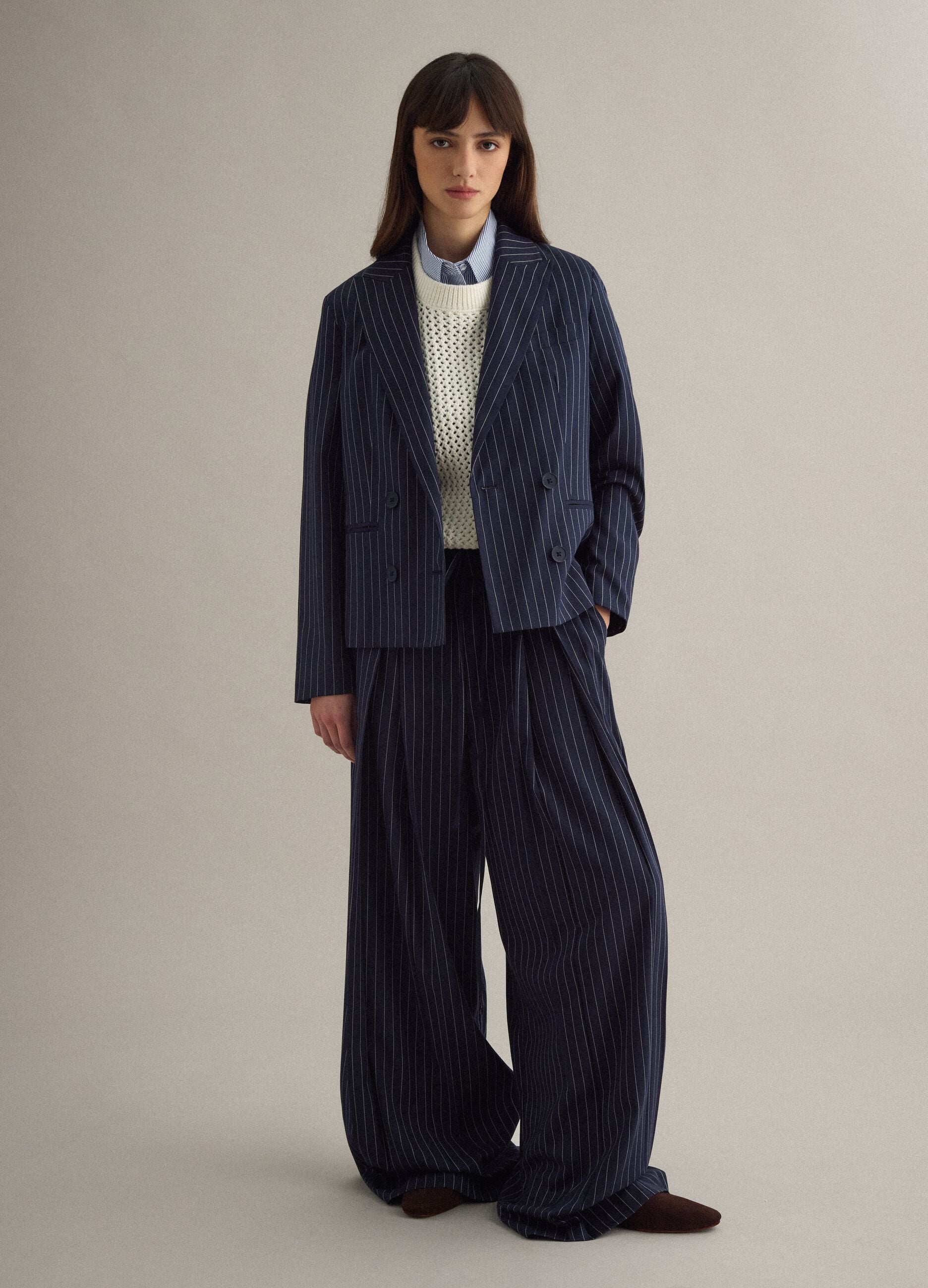 Regular fit multicolour striped blazer