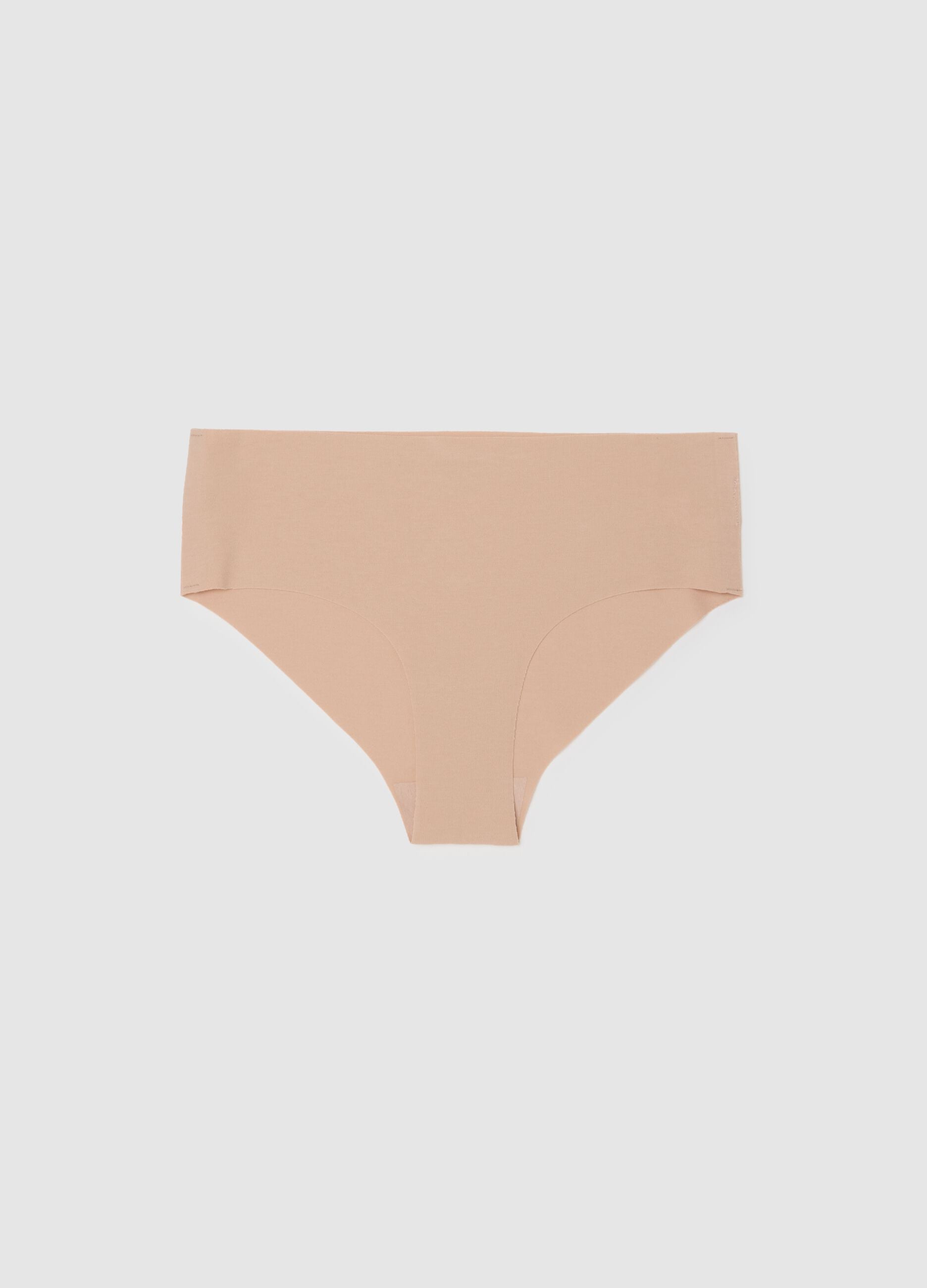 Beige regular fit stretch cotton briefs
